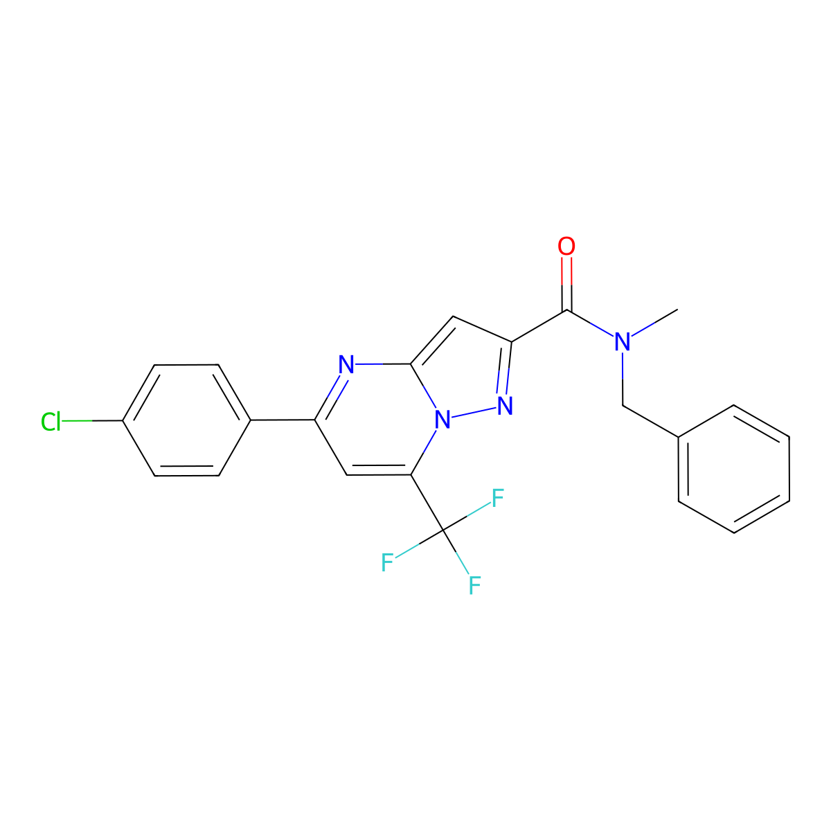 N-benzyl-5-(4-chlorophenyl)-N-methyl-7-(trifluoromethyl)pyrazolo[1,5-a]pyrimidine-2-carboxamide molecular structure, CAS 309739-27-3