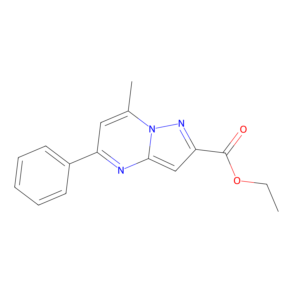 Ethyl 7-methyl-5-phenylpyrazolo[1,5-a]pyrimidine-2-carboxylate molecular structure, CAS 309739-41-1