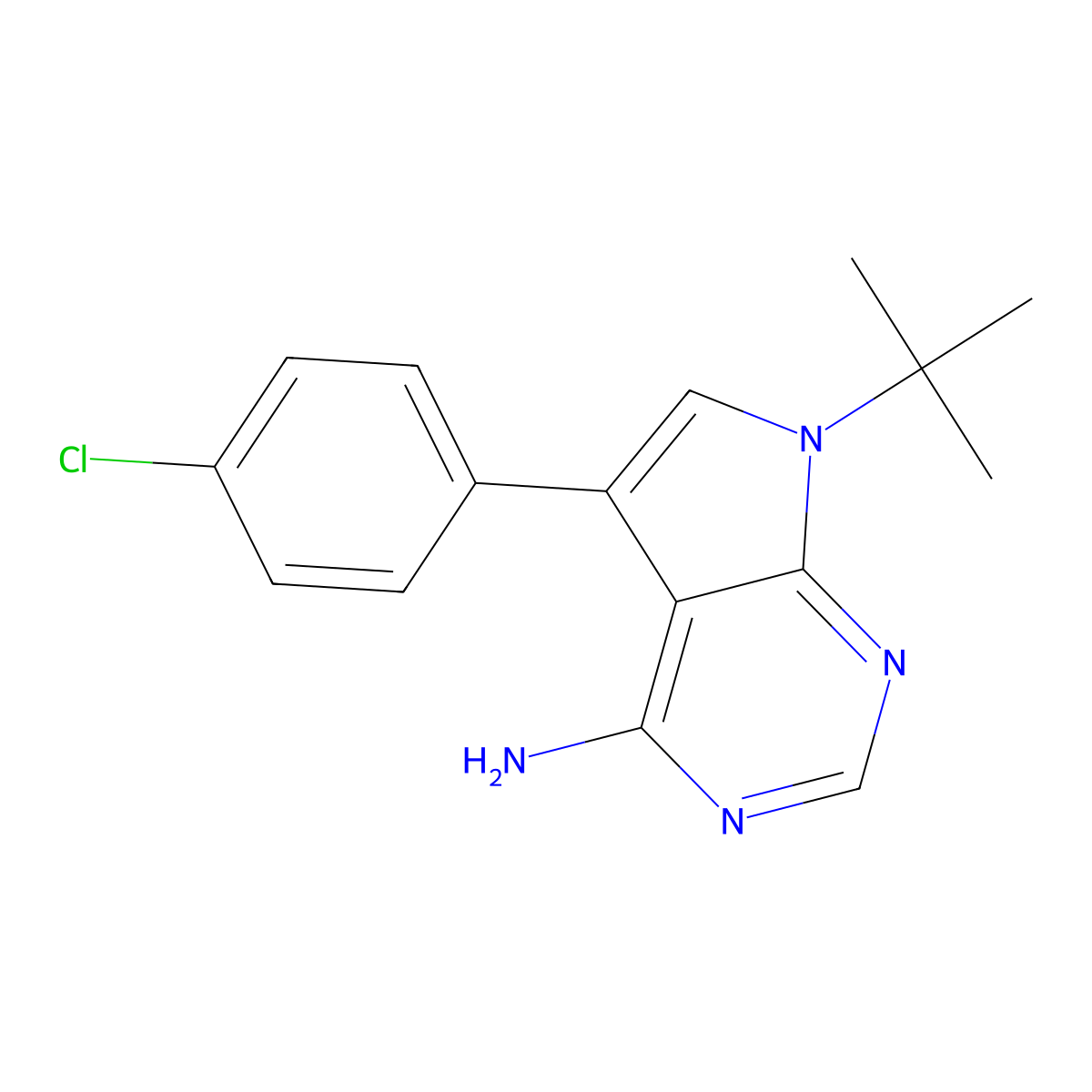 7-Tert-butyl-5-(4-chlorophenyl)-7h-pyrrolo[2,3-d]pyrimidin-4-amine molecular structure, CAS 309739-67-1