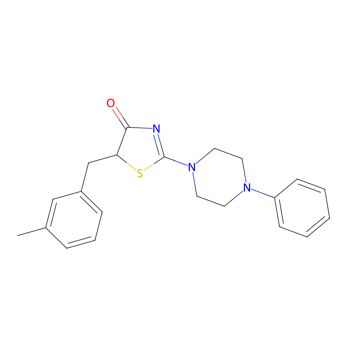 5-(3-methylbenzyl)-2-(4-phenylpiperazin-1-yl)thiazol-4(5H)-one molecular structure, CAS 309739-86-4
