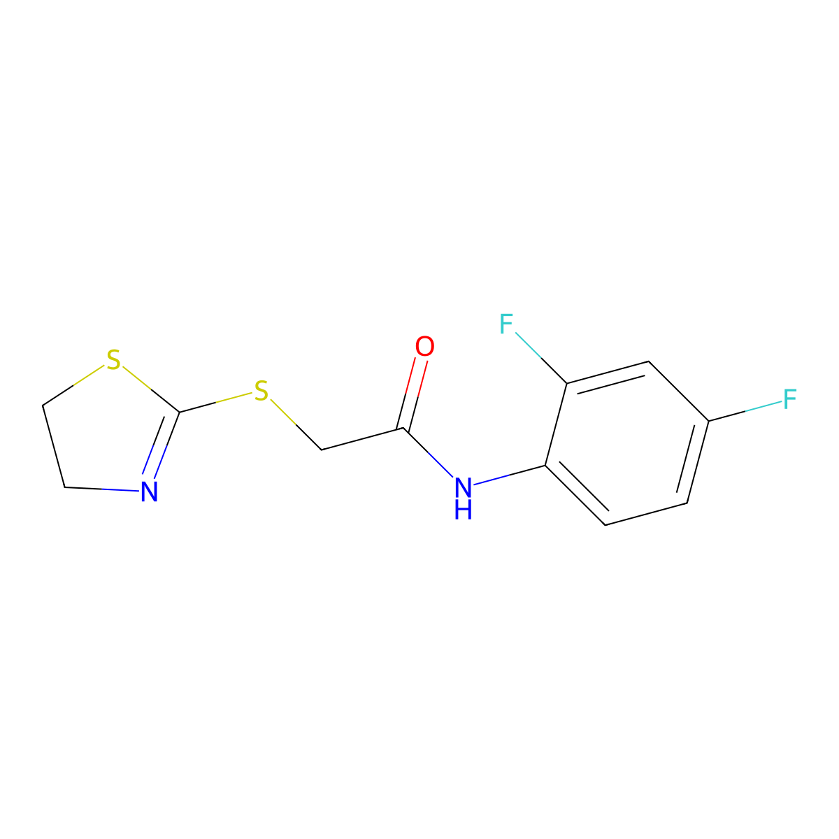 N-(2,4-Difluorophenyl)-2-(4,5-dihydro-1,3-thiazol-2-ylsulfanyl)acetamide molecular structure, CAS 309739-96-6