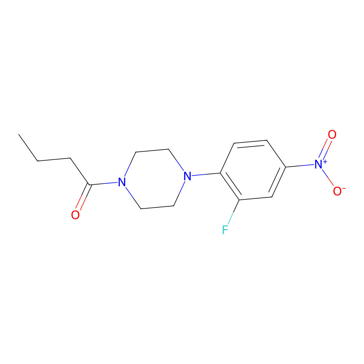 1-[4-(2-Fluoro-4-nitrophenyl)piperazin-1-yl]butan-1-one molecular structure, CAS 309740-00-9