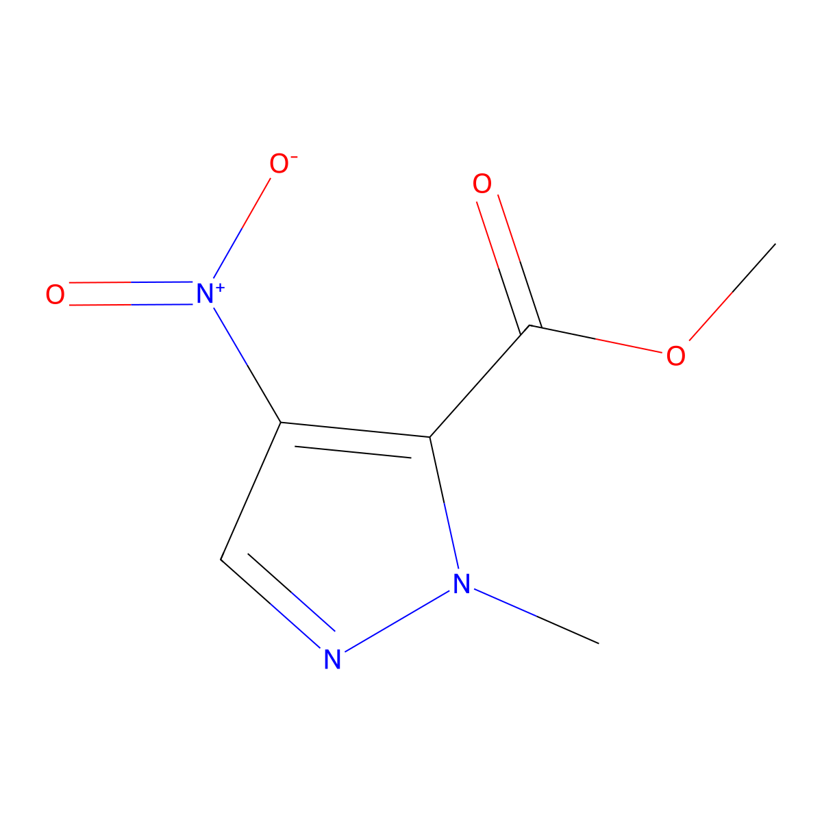 methyl 1-methyl-4-nitro-1H-pyrazole-5-carboxylate molecular structure, CAS 309740-49-6