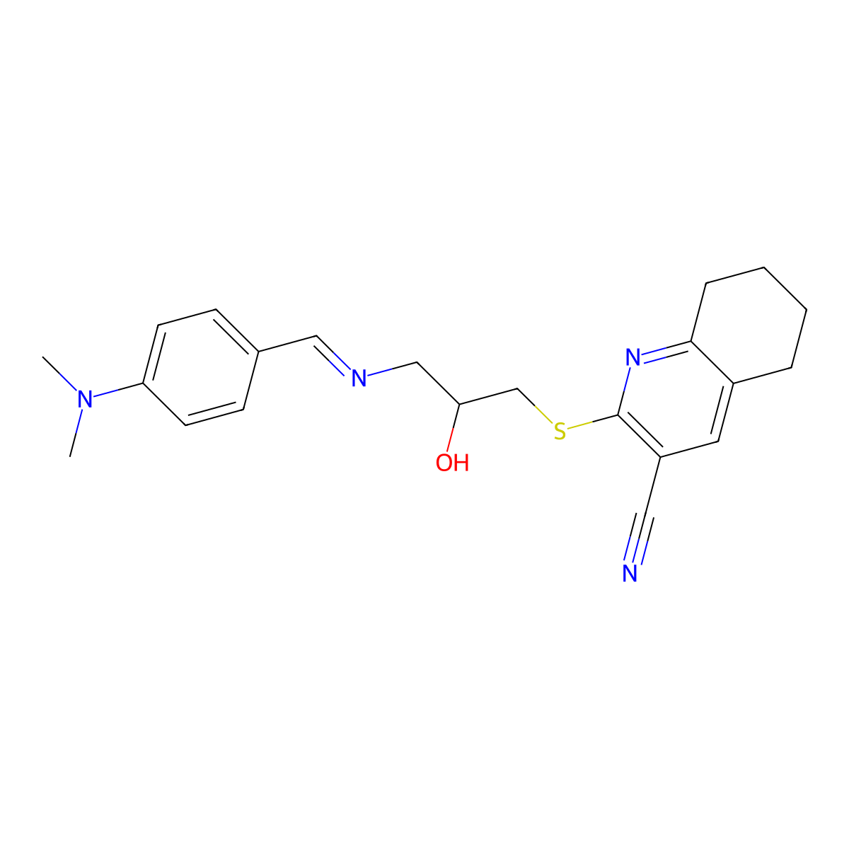 2-[(3-{[4-(Dimethylamino)benzylidene]amino}-2-hydroxypropyl)sulfanyl]-5,6,7,8-tetrahydro-3-quinolinecarbonitrile molecular structure, CAS 309740-50-9