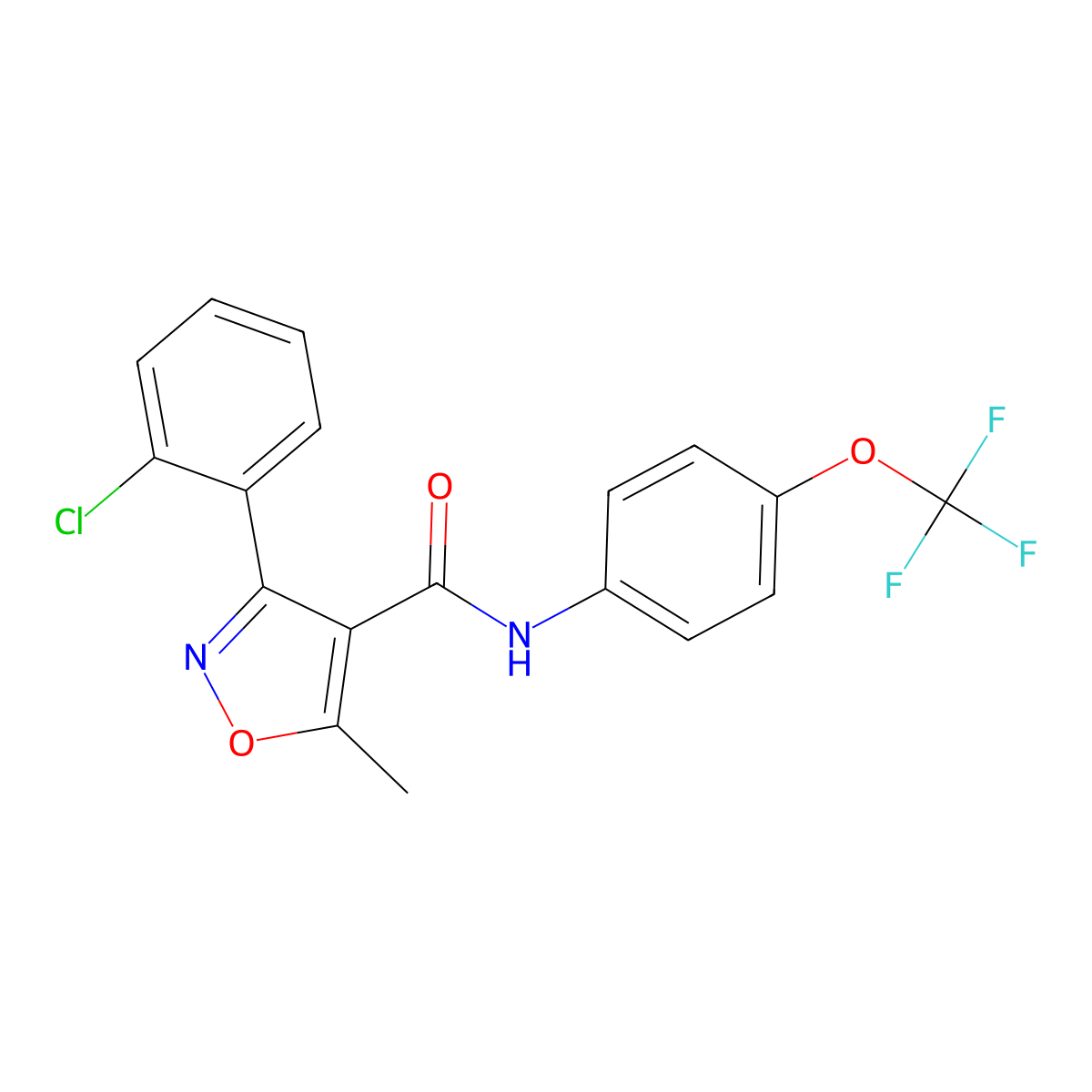 3-(2-chlorophenyl)-5-methyl-N-[4-(trifluoromethoxy)phenyl]-1,2-oxazole-4-carboxamide molecular structure, CAS 309740-96-3
