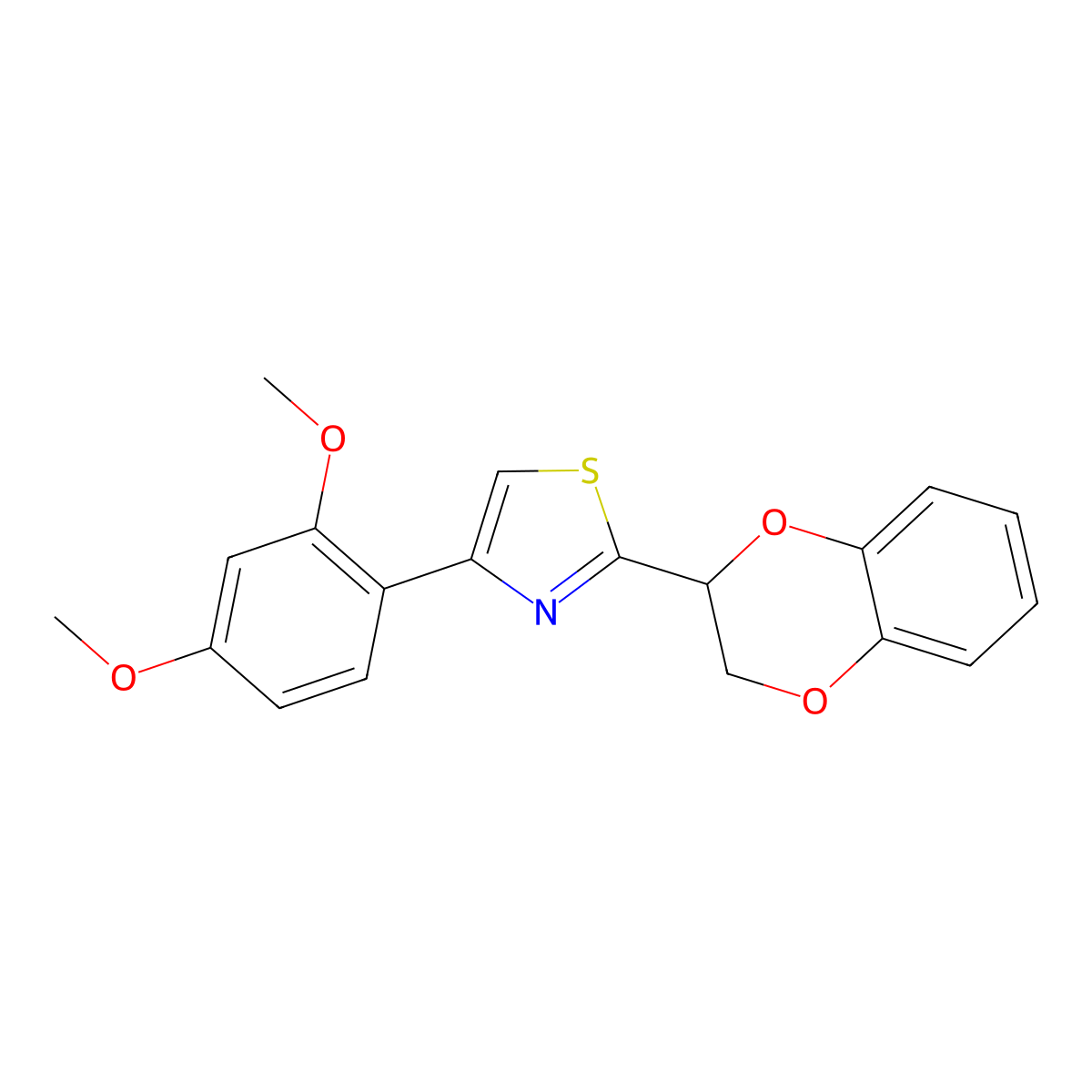 2-(2,3-Dihydro-1,4-benzodioxin-3-yl)-4-(2,4-dimethoxyphenyl)-1,3-thiazole molecular structure, CAS 309740-97-4