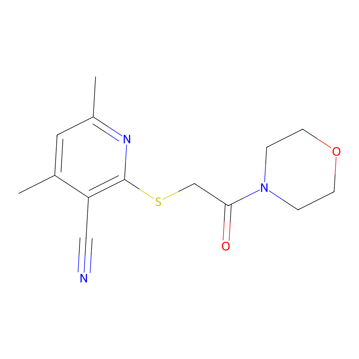 4,6-Dimethyl-2-{[2-(morpholin-4-yl)-2-oxoethyl]sulfanyl}pyridine-3-carbonitrile molecular structure, CAS 309741-51-3