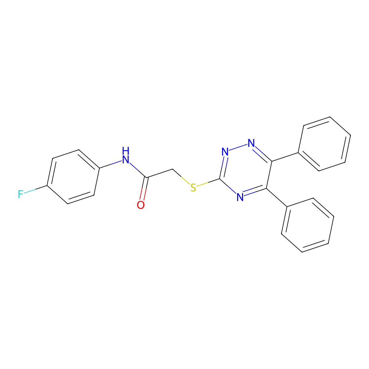 2-((5,6-Diphenyl-1,2,4-triazin-3-YL)thio)-N-(4-fluorophenyl)acetamide molecular structure, CAS 309741-53-5