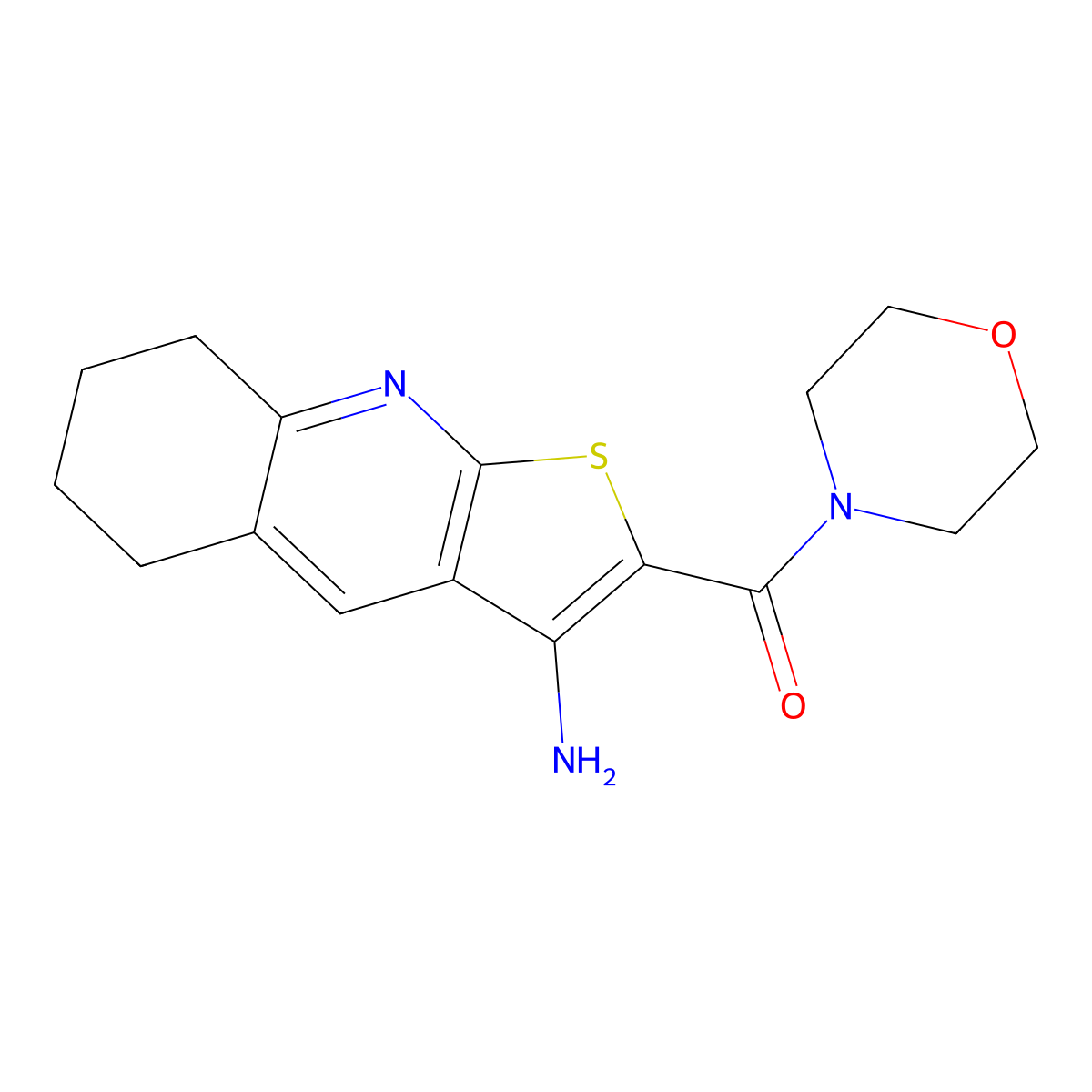 2-(4-Morpholinylcarbonyl)-5,6,7,8-tetrahydrothieno(2,3-B)quinolin-3-amine molecular structure, CAS 309741-88-6