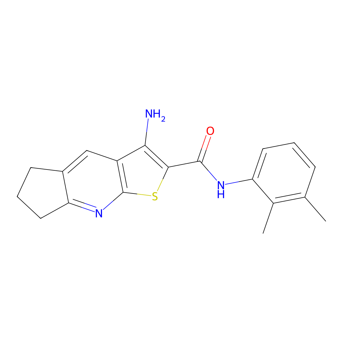 3-Amino-N-(2,3-dimethylphenyl)-6,7-dihydro-5H-cyclopenta[B]thieno[3,2-E]pyridine-2-carboxamide molecular structure, CAS 309741-89-7