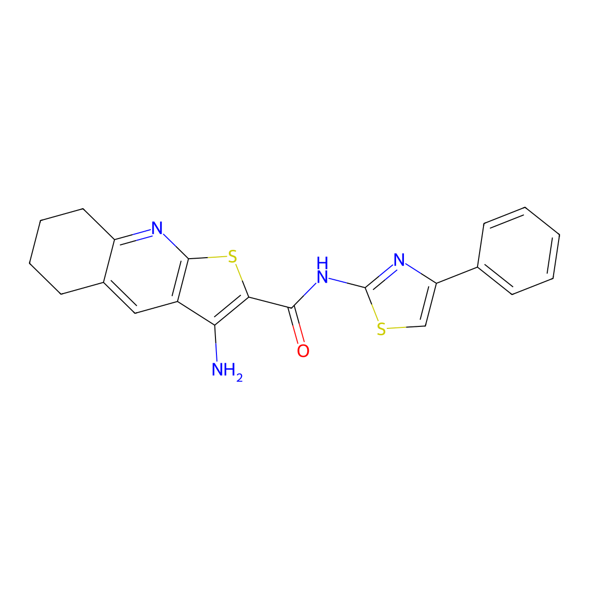 3-Amino-N-(4-phenyl-1,3-thiazol-2-yl)-5,6,7,8-tetrahydrothieno[2,3-b]quinoline-2-carboxamide molecular structure, CAS 309741-91-1