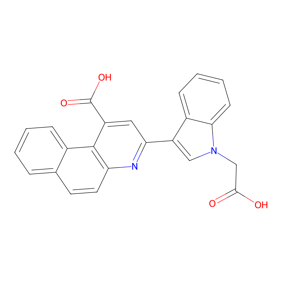 3-[1-(carboxymethyl)-1H-indol-3-yl]benzo[f]quinoline-1-carboxylic acid molecular structure, CAS 309742-09-4