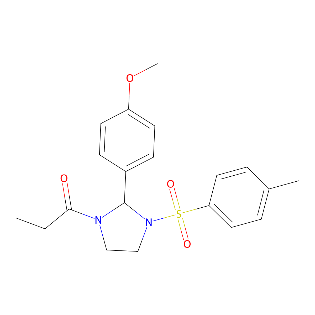 1-[2-(4-Methoxyphenyl)-3-(4-methylphenyl)sulfonylimidazolidin-1-yl]propan-1-one molecular structure, CAS 309742-32-3
