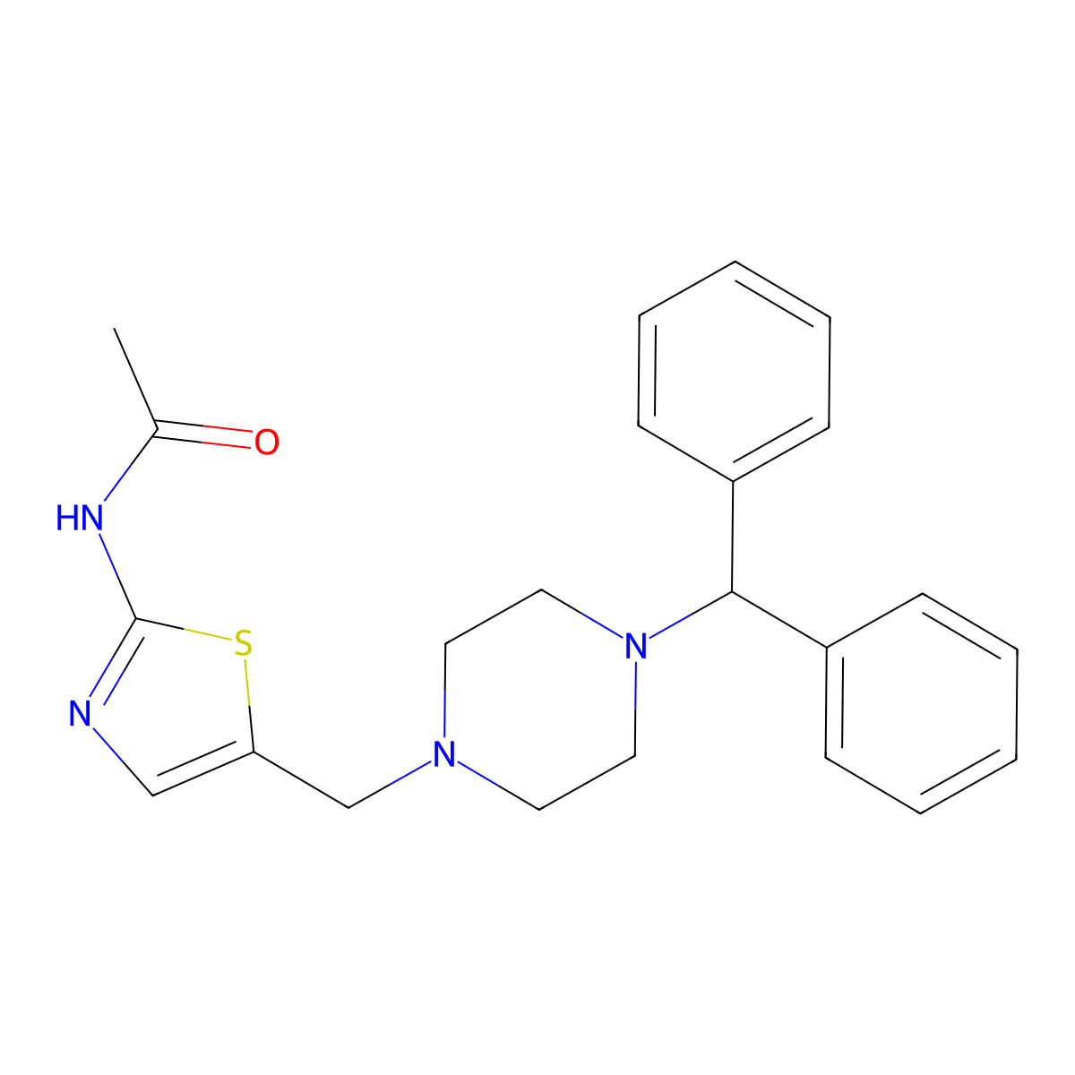 N-[5-[(4-benzhydrylpiperazin-1-yl)methyl]-1,3-thiazol-2-yl]acetamide molecular structure, CAS 309742-45-8