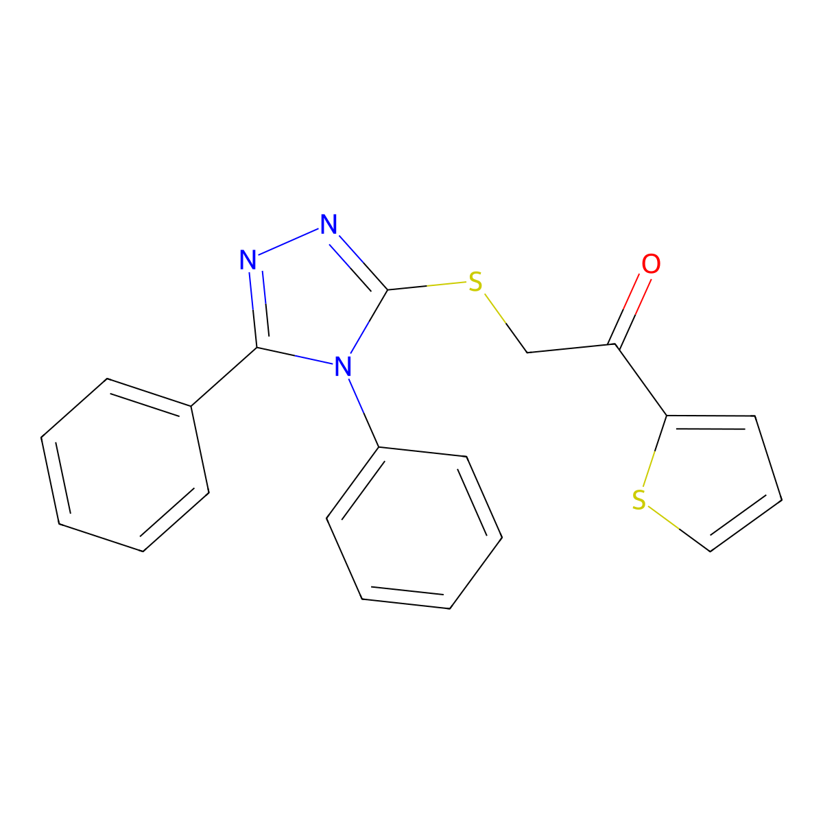 2-[(4,5-Diphenyl-1,2,4-triazol-3-yl)sulfanyl]-1-thiophen-2-ylethanone molecular structure, CAS 309742-66-3