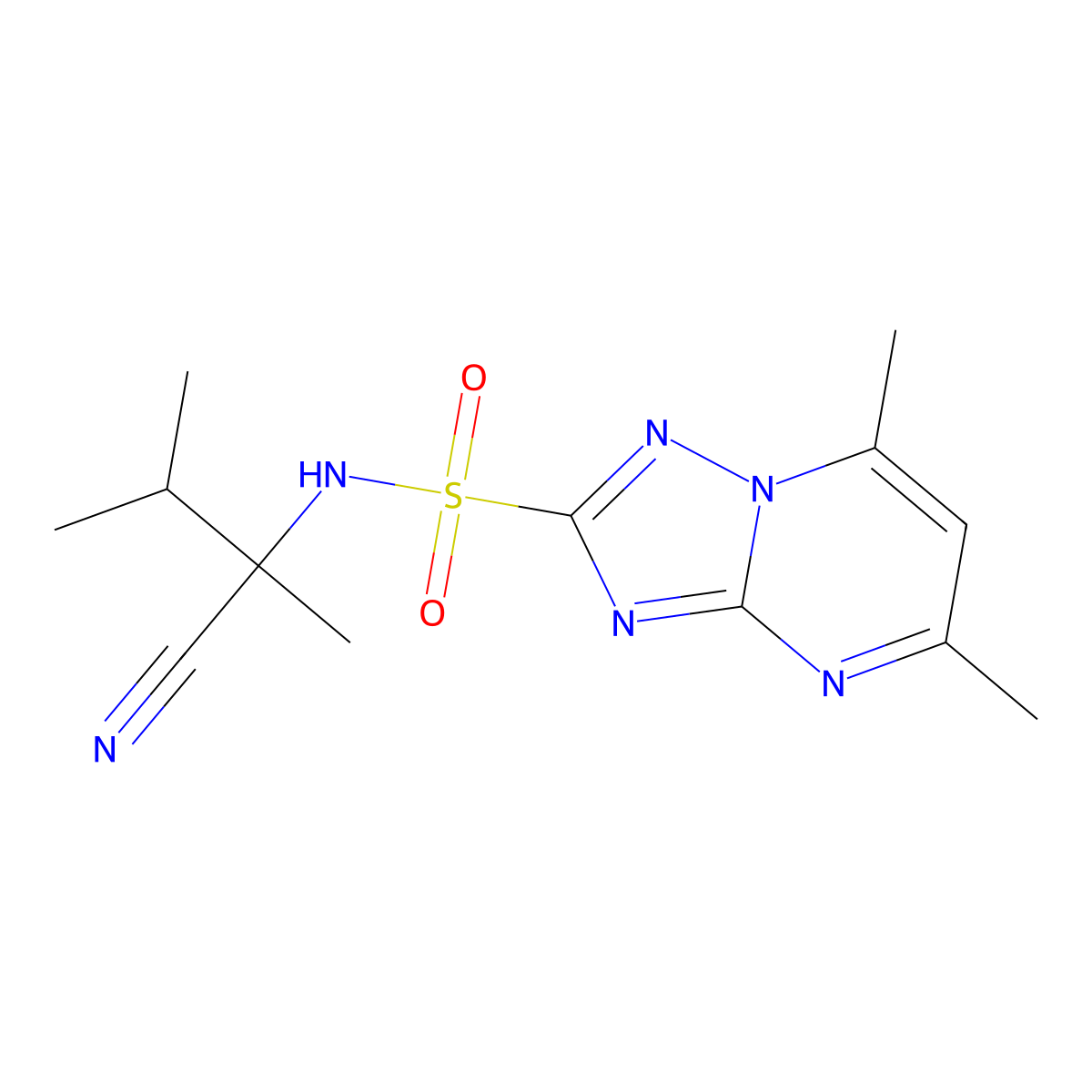N-(2-cyano-3-methylbutan-2-yl)-5,7-dimethyl-[1,2,4]triazolo[1,5-a]pyrimidine-2-sulfonamide molecular structure, CAS 309742-99-2