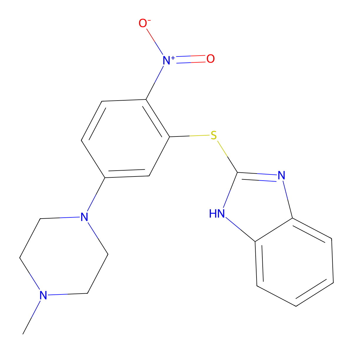 2-[5-(4-methylpiperazin-1-yl)-2-nitrophenyl]sulfanyl-1H-benzimidazole molecular structure, CAS 309743-09-7