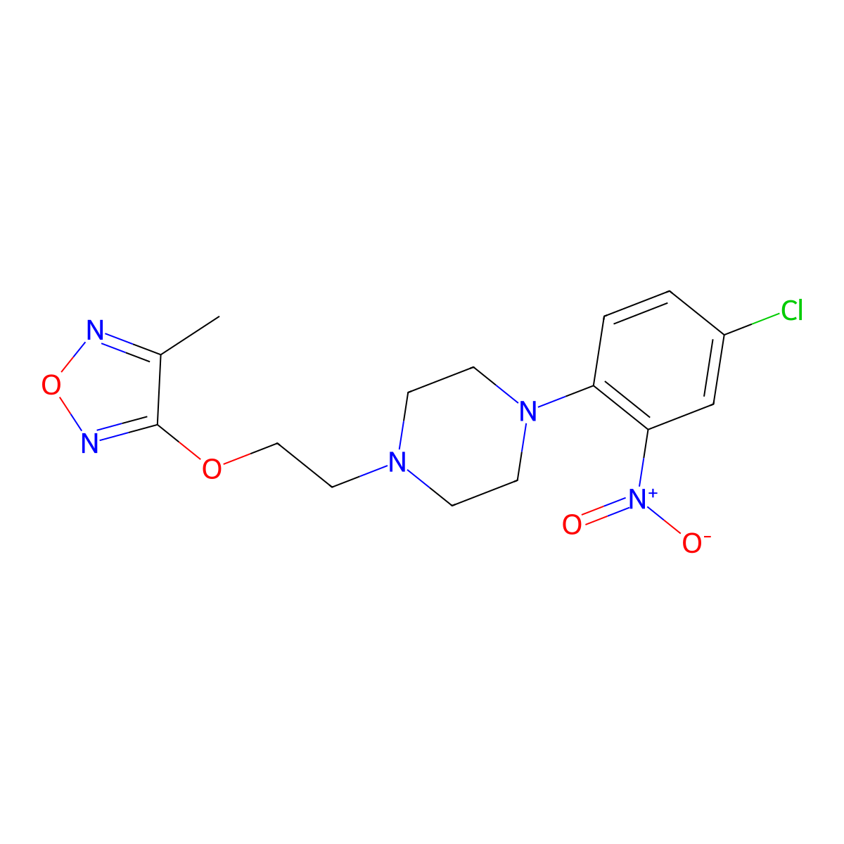3-[2-[4-(4-Chloro-2-nitrophenyl)piperazin-1-yl]ethoxy]-4-methyl-1,2,5-oxadiazole molecular structure, CAS 309743-18-8
