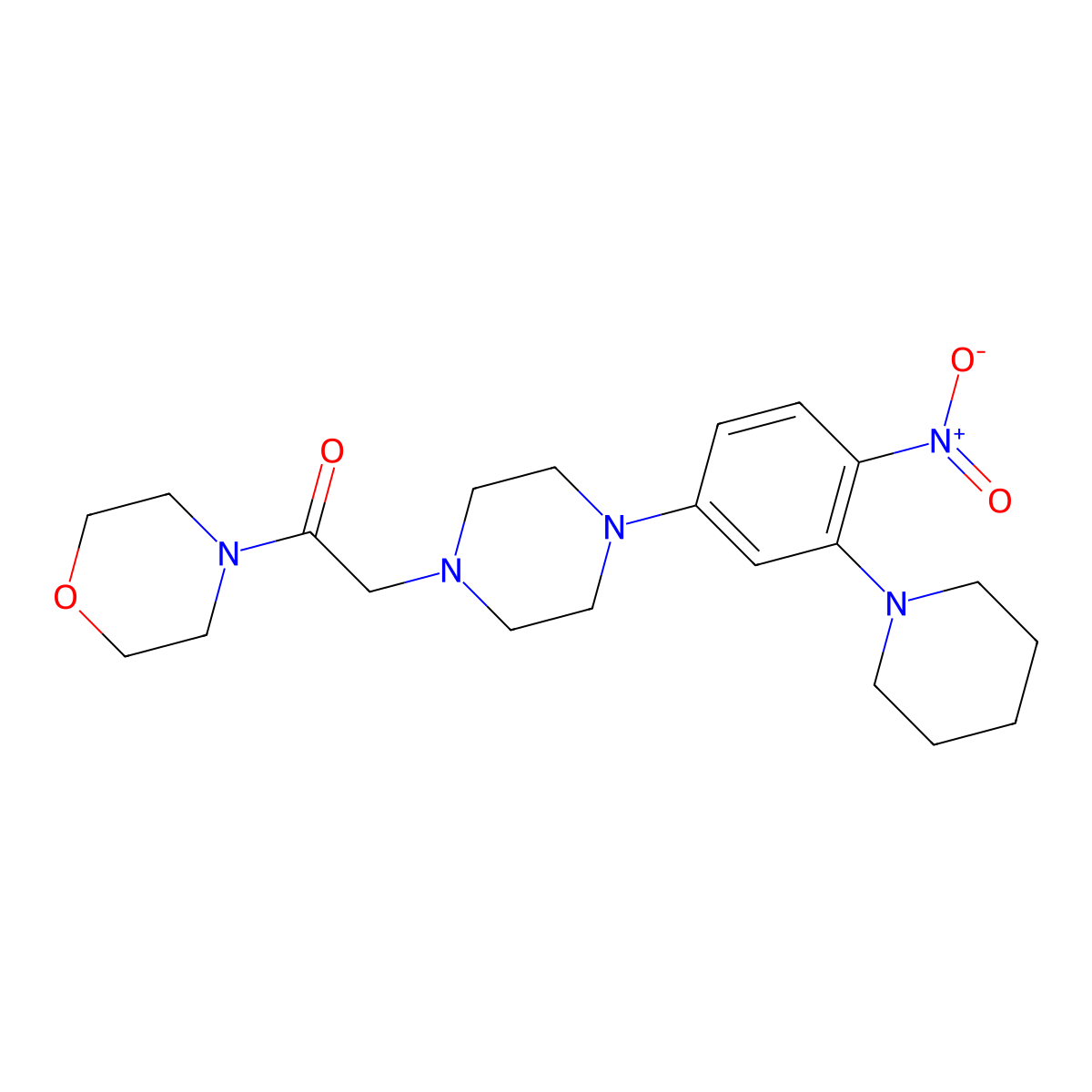 1-Morpholin-4-yl-2-[4-(4-nitro-3-piperidin-1-ylphenyl)piperazin-1-yl]ethanone molecular structure, CAS 309743-21-3