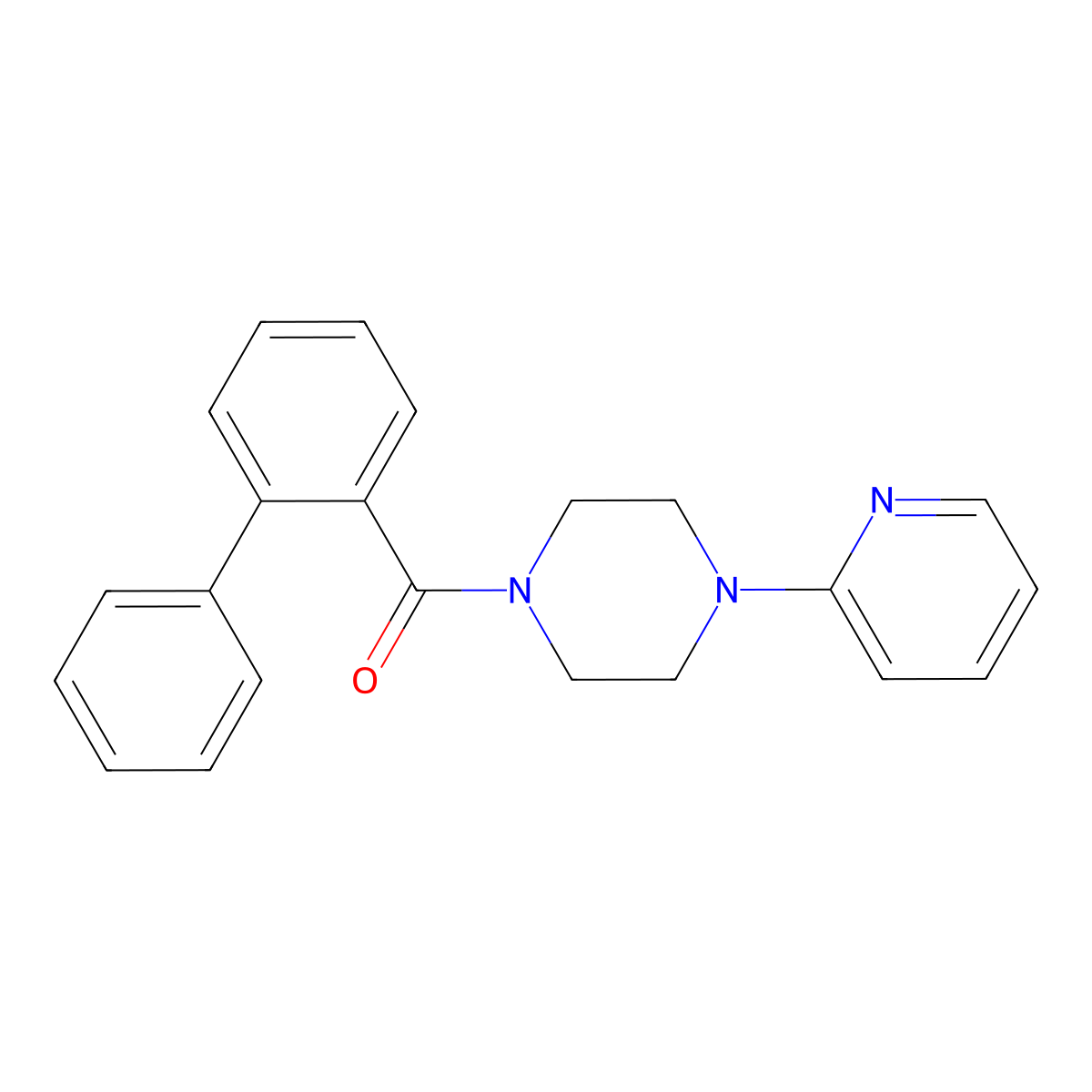 (2-Phenylphenyl)-(4-pyridin-2-ylpiperazin-1-yl)methanone molecular structure, CAS 309743-26-8