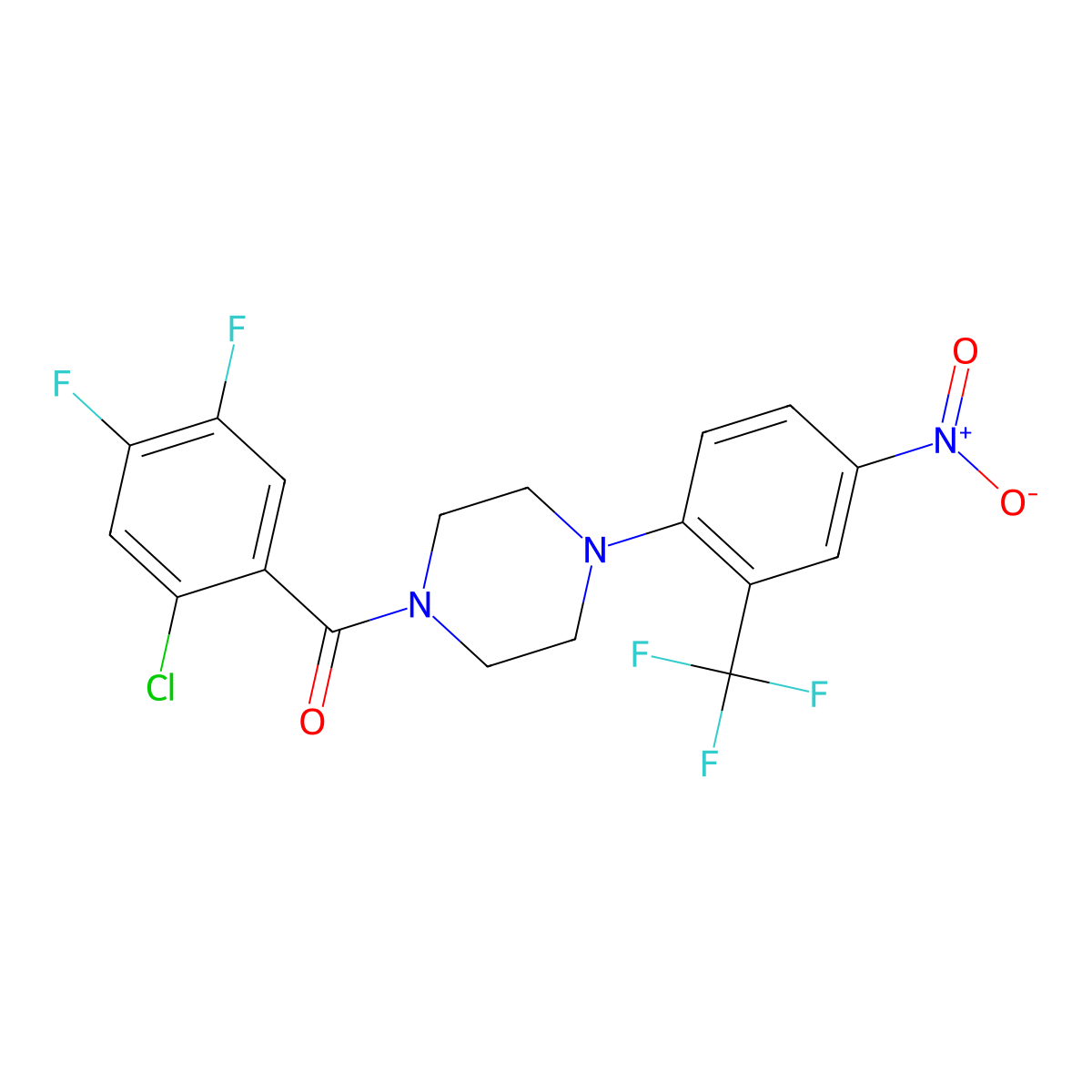 (2-Chloro-4,5-difluorophenyl){4-[4-nitro-2-(trifluoromethyl)phenyl]piperazin-1-yl}methanone molecular structure, CAS 309743-36-0
