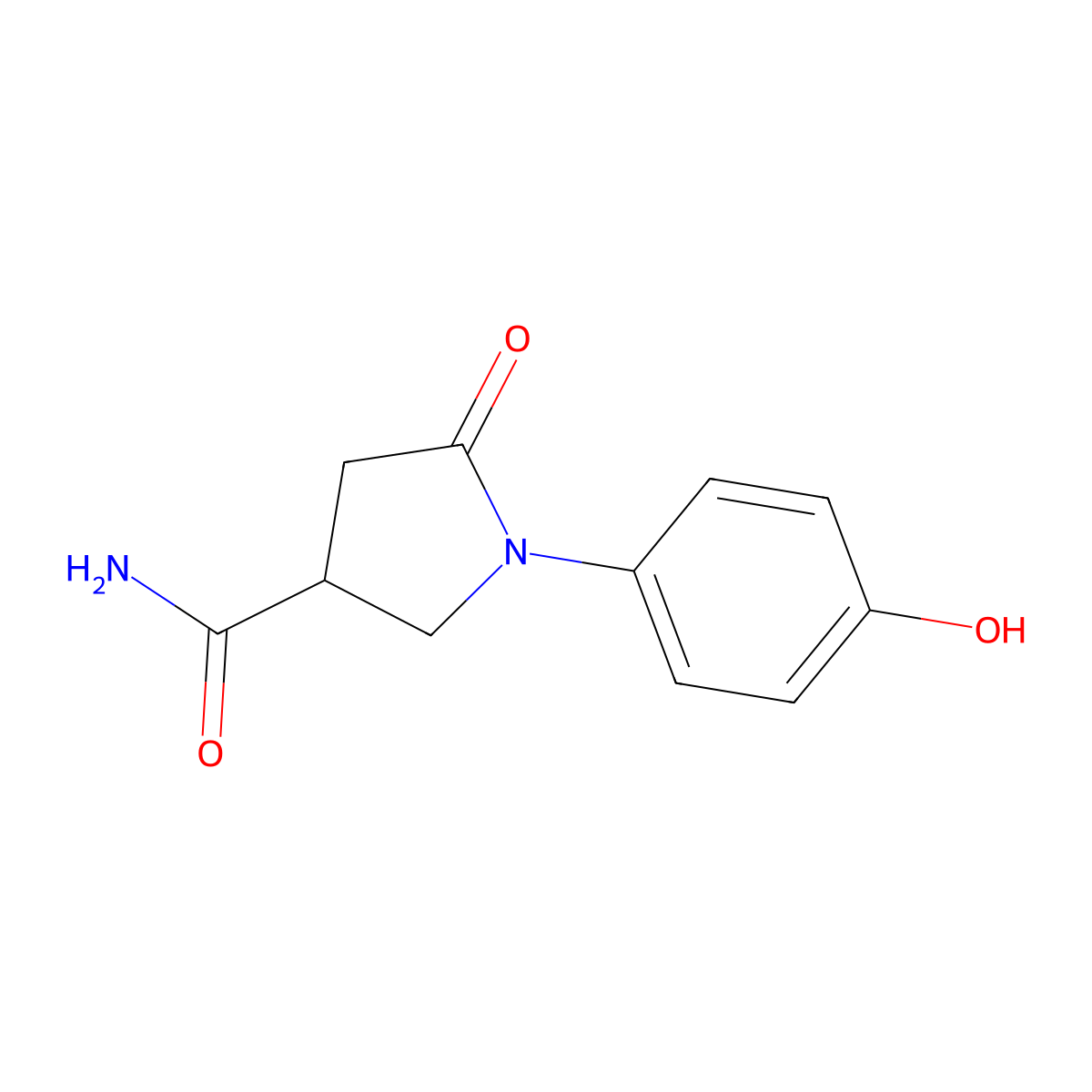 1-(4-Hydroxyphenyl)-5-oxopyrrolidine-3-carboxamide molecular structure, CAS 309744-93-2