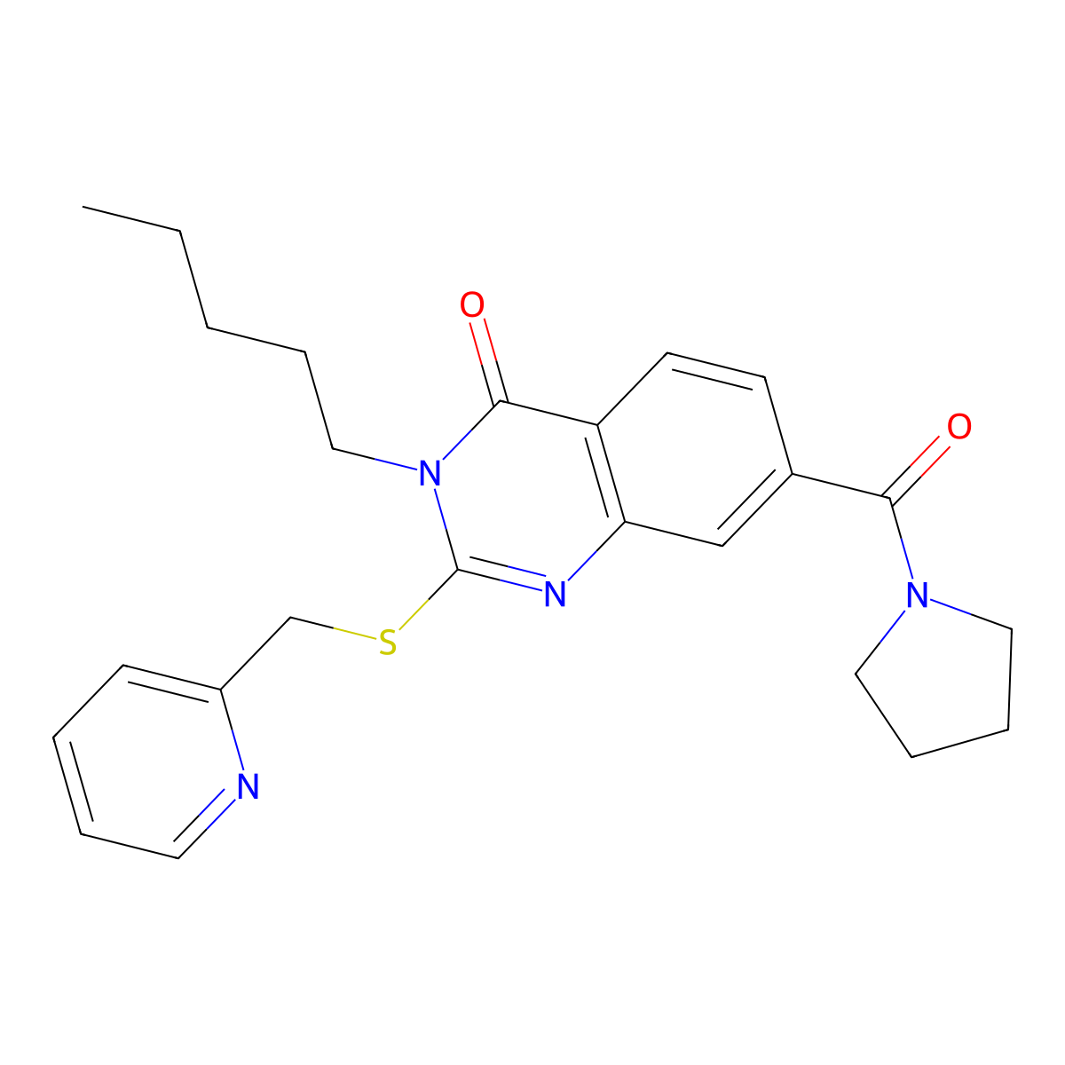 3-Pentyl-2-[(Pyridin-2-Ylmethyl)sulfanyl]-7-(Pyrrolidin-1-Ylcarbonyl)quinazolin-4(3h)-One molecular structure, CAS 309749-89-1
