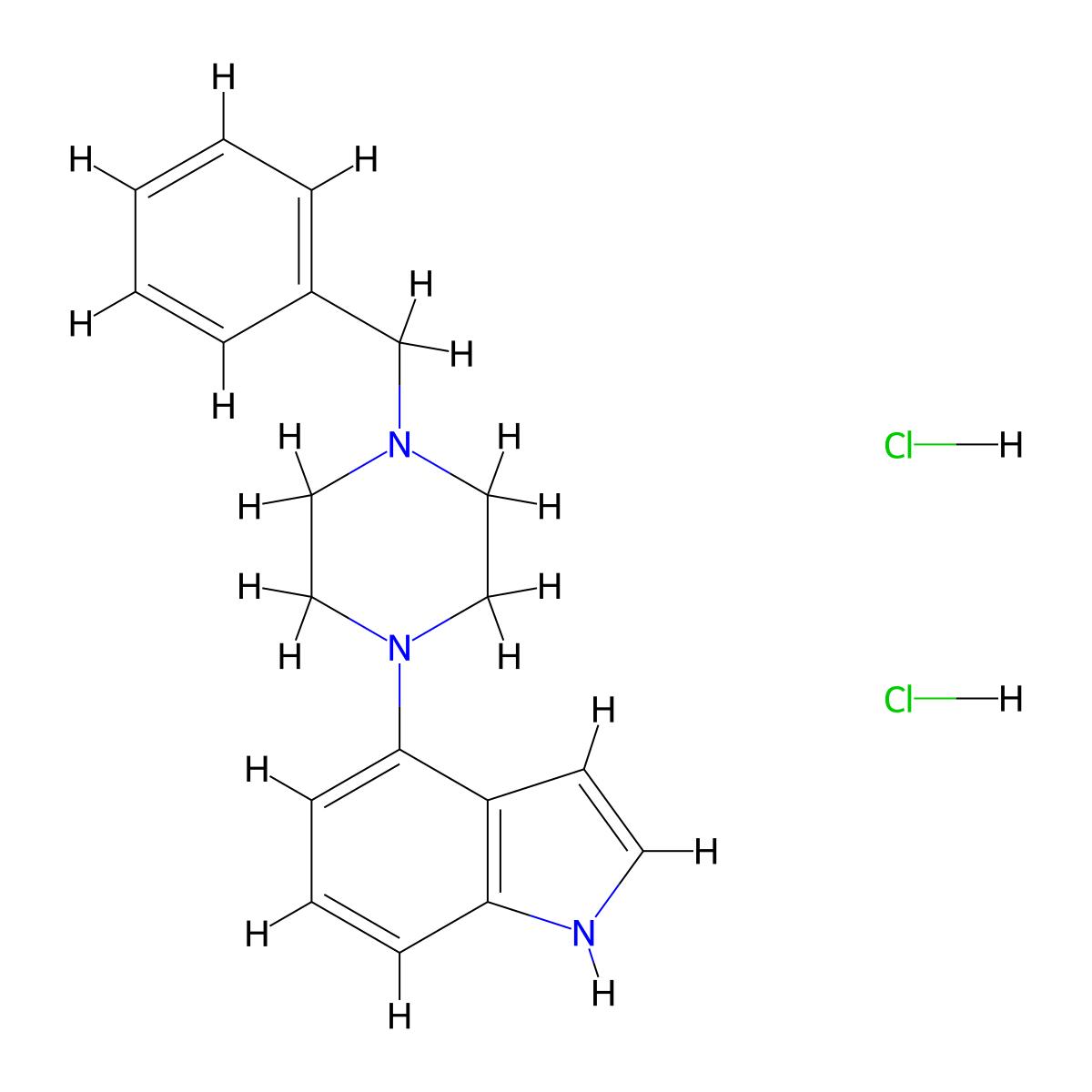4-(4-benzylpiperazin-1-yl)-1H-indole dihydrochloride molecular structure, CAS 309755-88-2