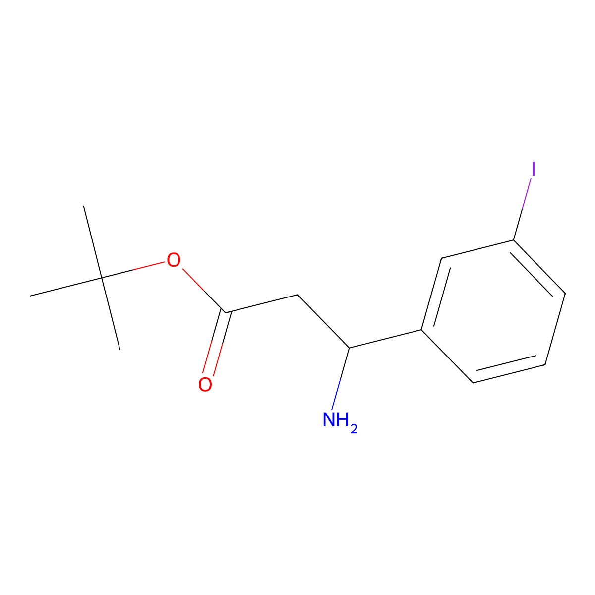 tert-butyl (3R)-3-amino-3-(3-iodophenyl)propanoate molecular structure, CAS 309757-72-0