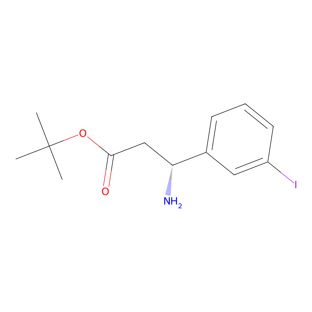 tert-butyl (3R)-3-amino-3-(3-iodophenyl)propanoate molecular structure, CAS 309757-72-0