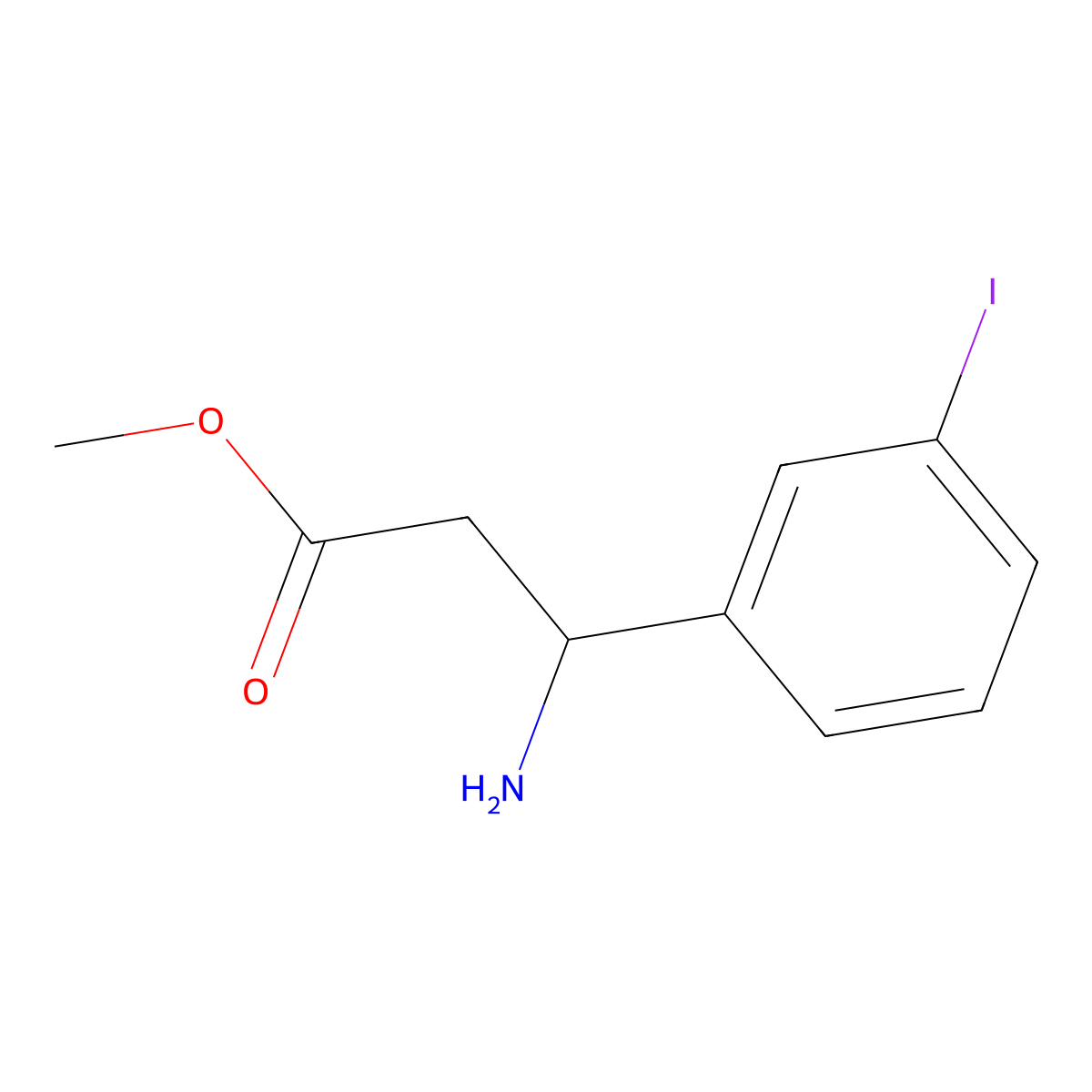 methyl (3R)-3-amino-3-(3-iodophenyl)propanoate molecular structure, CAS 309757-74-2