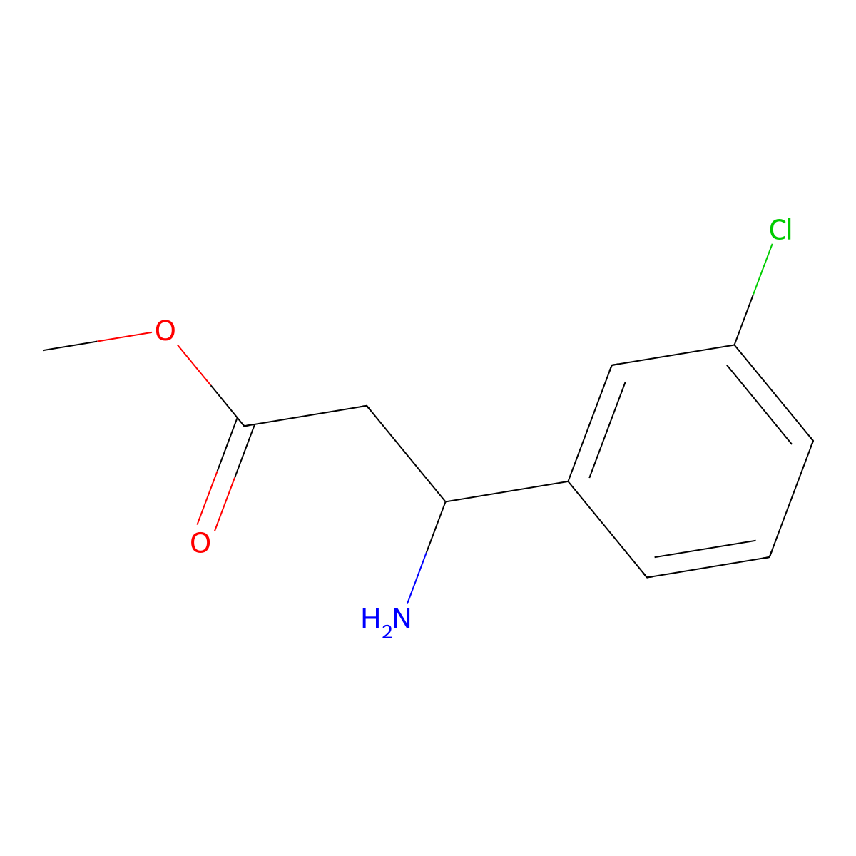 Methyl (3S)-3-amino-3-(3-chlorophenyl)propanoate molecular structure, CAS 309757-83-3