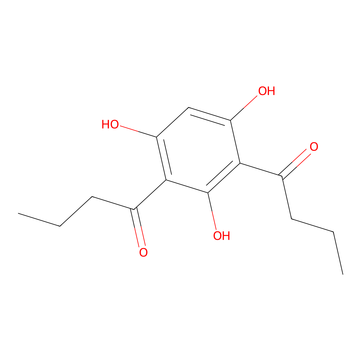 1-(3-Butanoyl-2,4,6-trihydroxyphenyl)butan-1-one molecular structure, CAS 3098-40-6