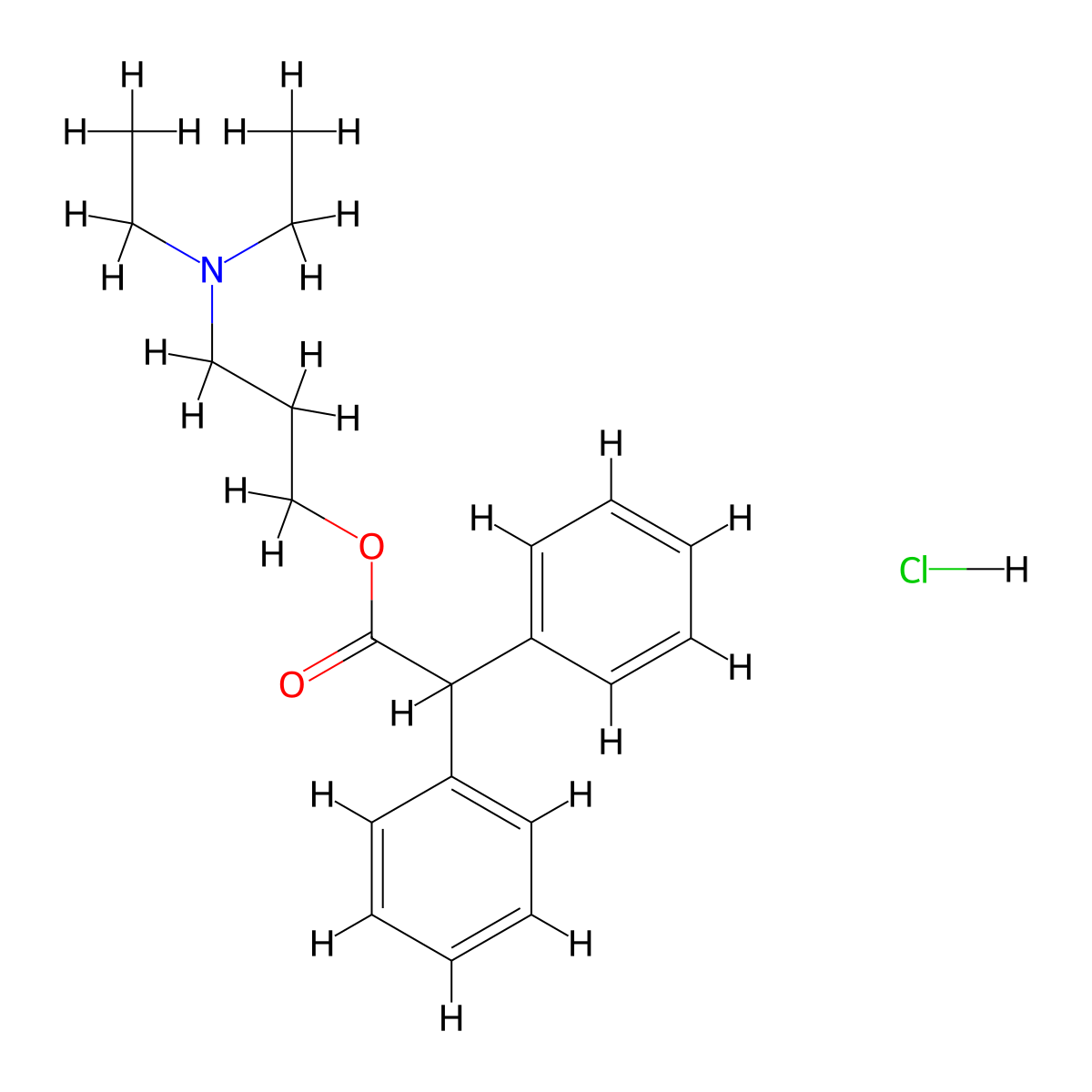 3-(Diethylamino)propyl alpha-phenylbenzeneacetate hydrochloride molecular structure, CAS 3098-65-5