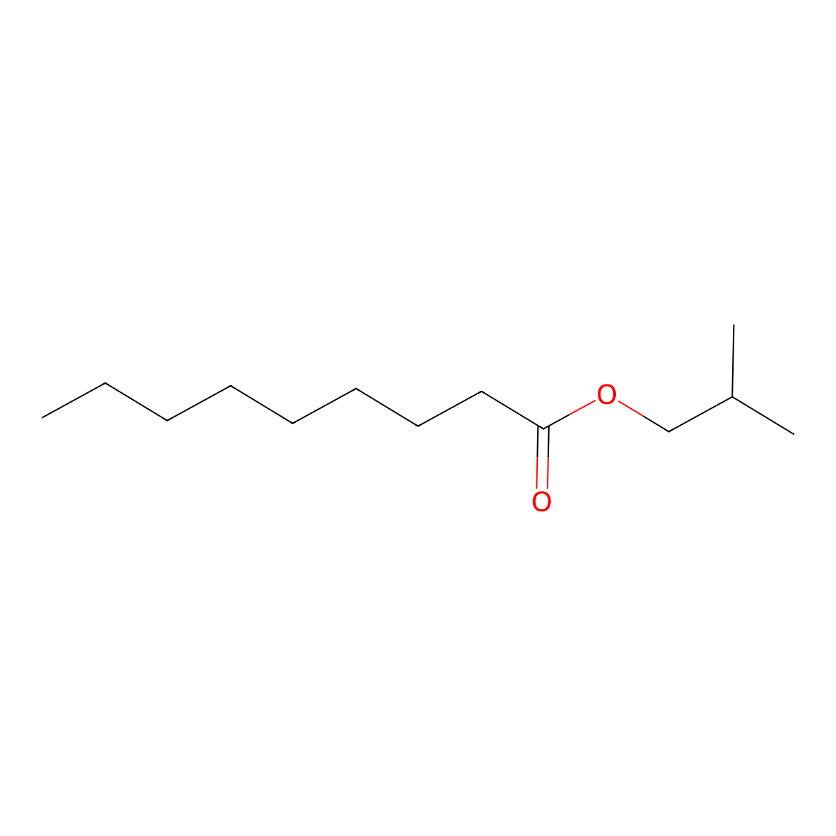 Isobutyl nonanoate molecular structure, CAS 30982-03-7