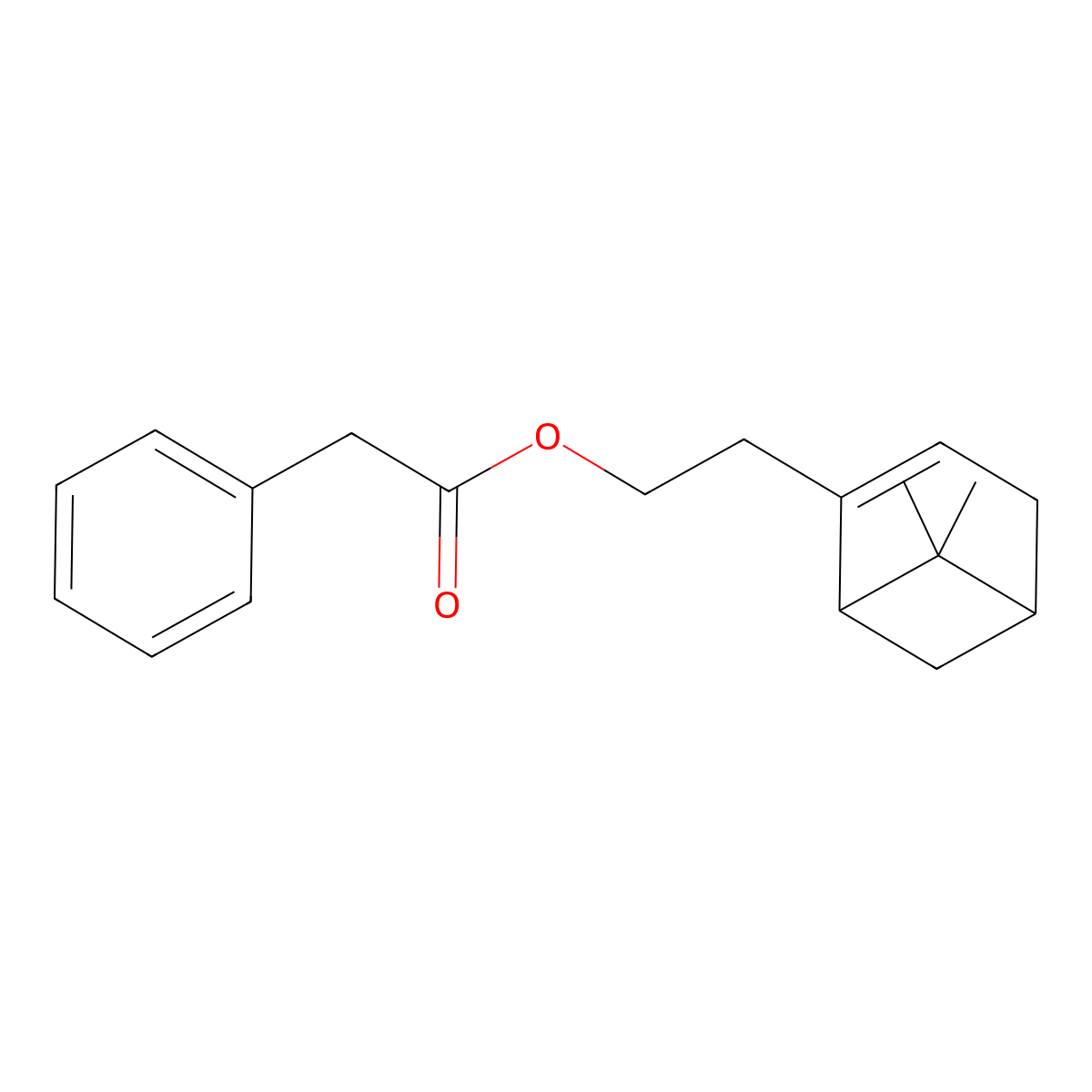 Benzeneacetic acid, 2-(6,6-dimethylbicyclo(3.1.1)hept-2-en-2-yl)ethyl ester molecular structure, CAS 30982-35-5