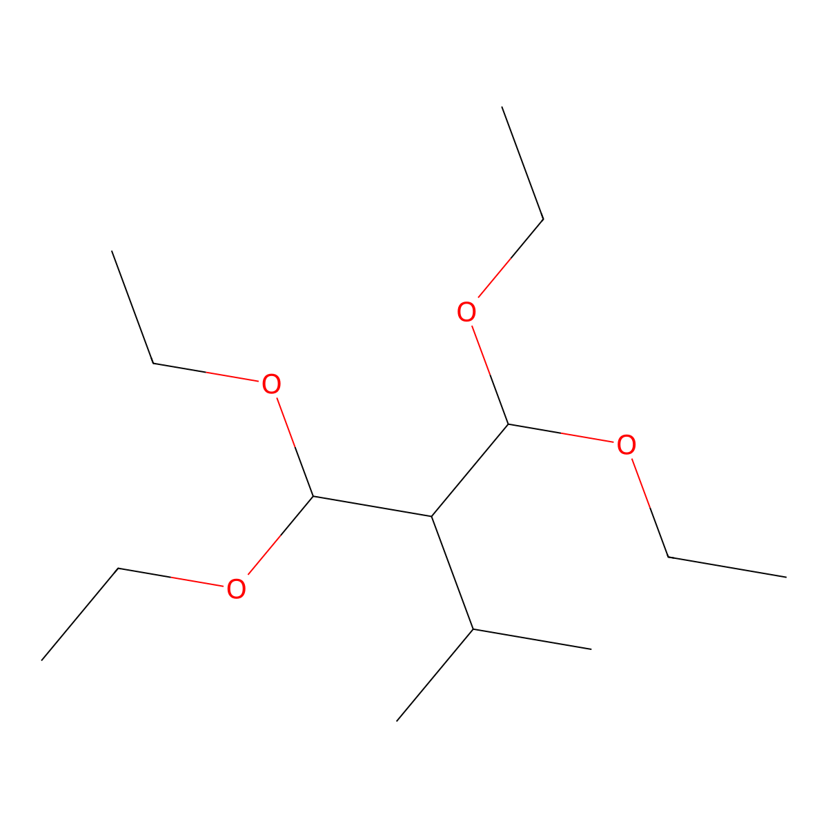 2-(Diethoxymethyl)-1,1-diethoxy-3-methylbutane molecular structure, CAS 30989-71-0