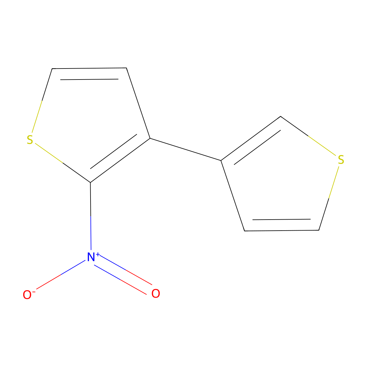 3,3'-Bithiophene, 2-nitro- molecular structure, CAS 30989-94-7