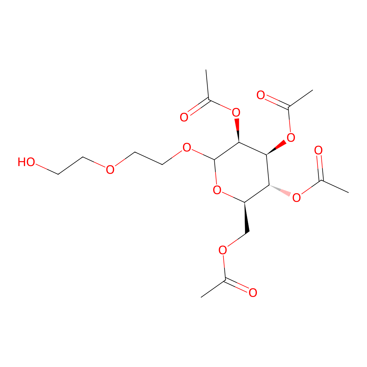 (2R,3R,4S,5S)-2-(Acetoxymethyl)-6-(2-(2-hydroxyethoxy)ethoxy)tetrahydro-2H-pyran-3,4,5-triyl triacetate molecular structure, CAS 3099106-32-5