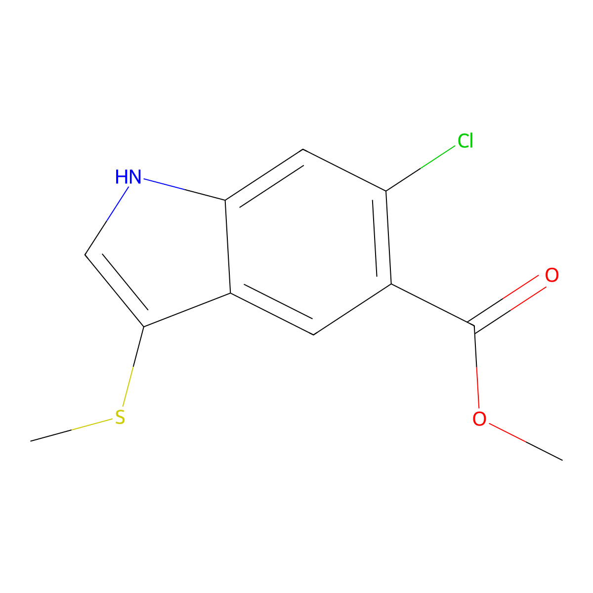 Methyl 6-chloro-3-(methylthio)-1H-indole-5-carboxylate molecular structure, CAS 309915-20-6