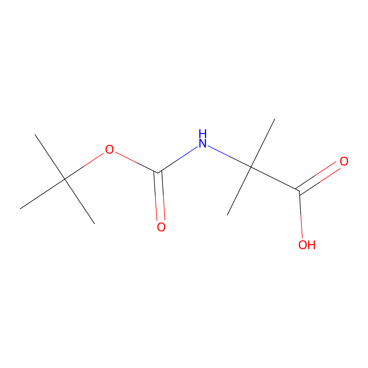 N-((1,1-dimethylethoxy)carbonyl)-2-methyl-alanine molecular structure, CAS 30992-29-1