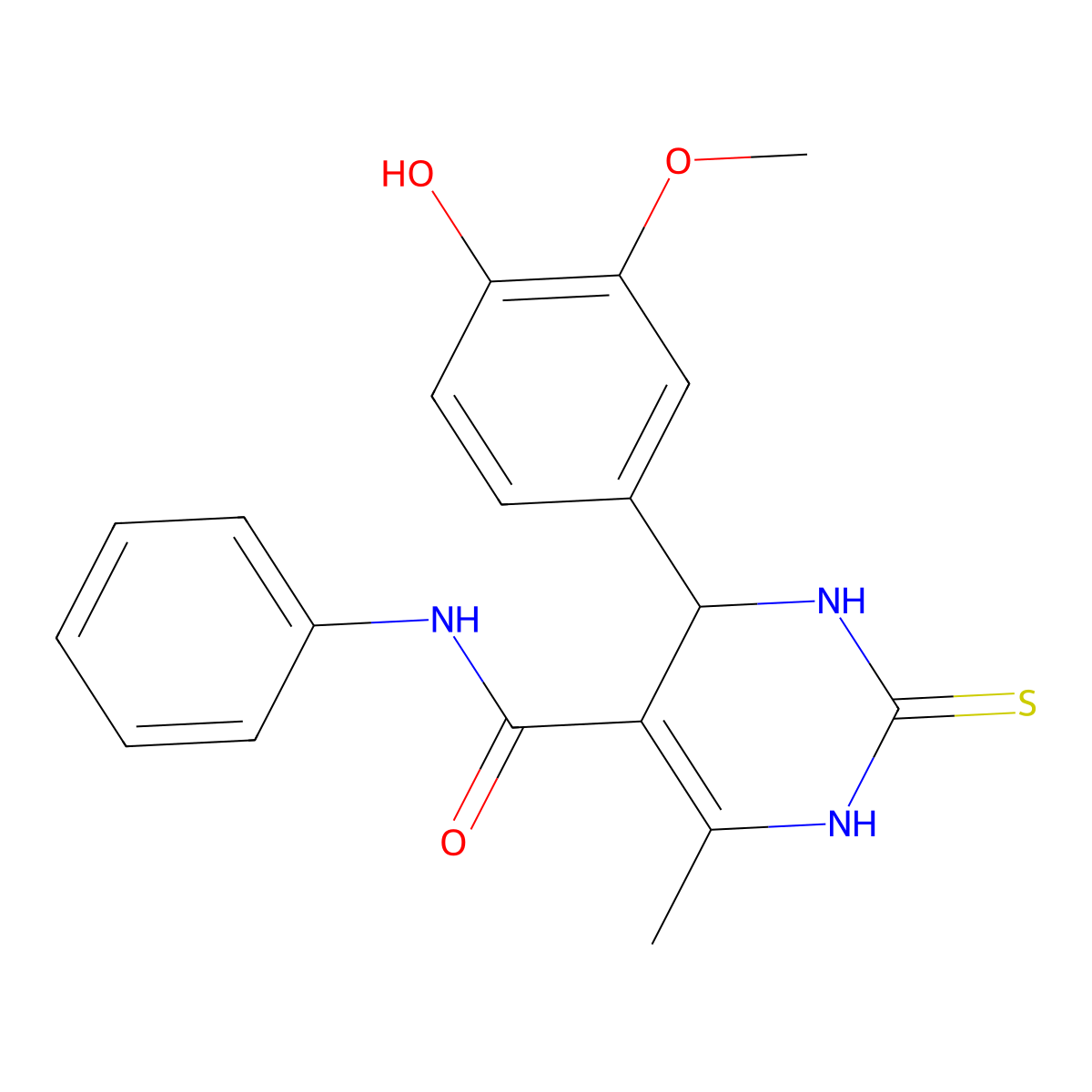 4-(4-hydroxy-3-methoxyphenyl)-6-methyl-N-phenyl-2-sulfanylidene-3,4-dihydro-1H-pyrimidine-5-carboxamide molecular structure, CAS 309920-67-0