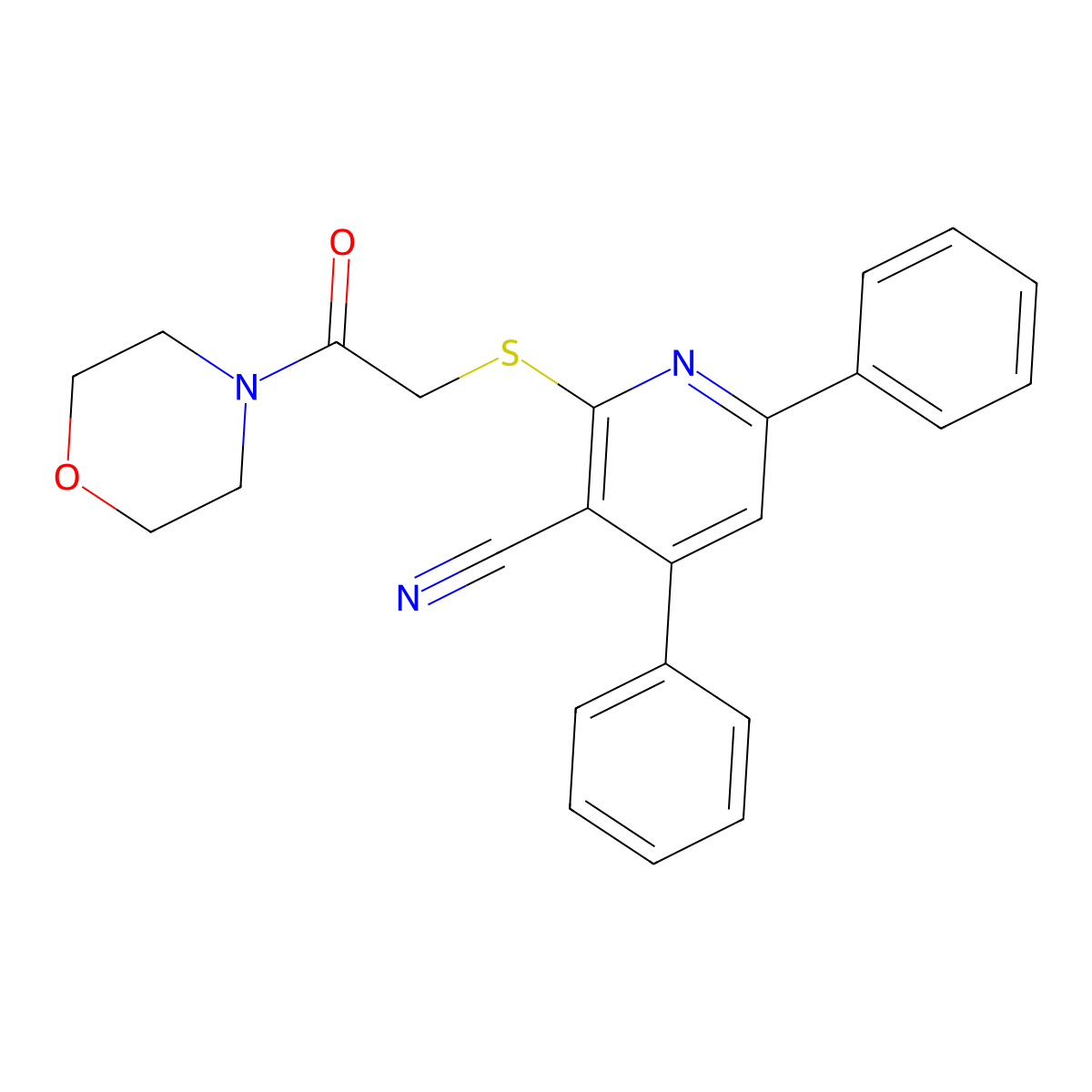 2-{[2-(Morpholin-4-yl)-2-oxoethyl]sulfanyl}-4,6-diphenylpyridine-3-carbonitrile molecular structure, CAS 309920-71-6