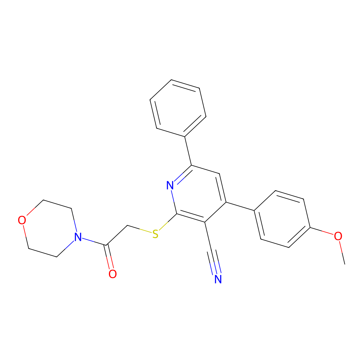 4-(4-(Methyloxy)phenyl)-2-((2-morpholin-4-yl-2-oxoethyl)sulfanyl)-6-phenylpyridine-3-carbonitrile molecular structure, CAS 309920-73-8
