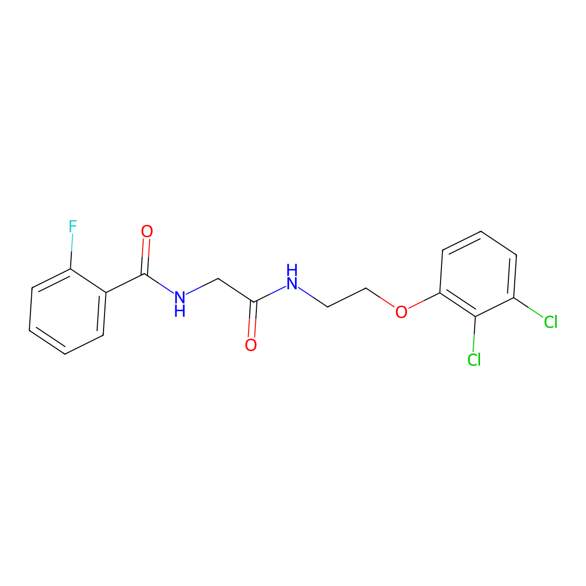 N-[2-[2-(2,3-dichlorophenoxy)ethylamino]-2-oxoethyl]-2-fluorobenzamide molecular structure, CAS 309921-41-3