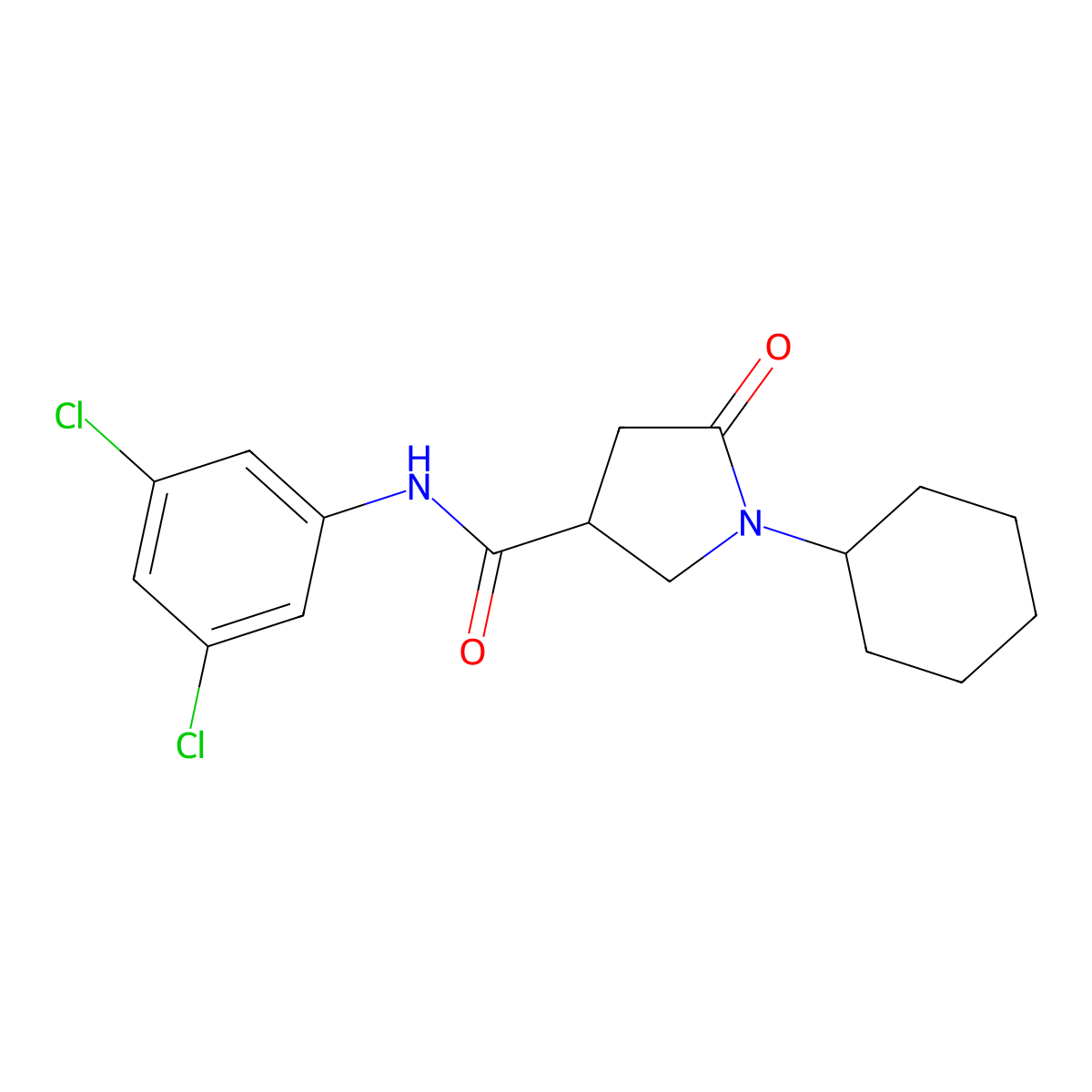 1-Cyclohexyl-N-(3,5-dichlorophenyl)-5-oxopyrrolidine-3-carboxamide molecular structure, CAS 309921-63-9