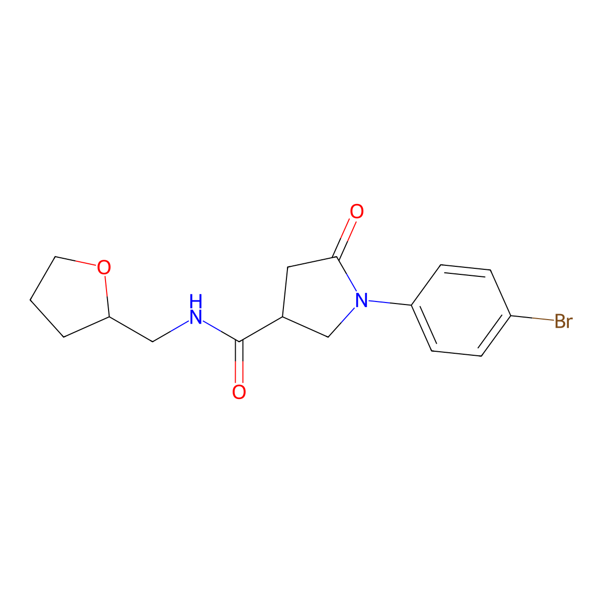 1-(4-bromophenyl)-5-oxo-N-(oxolan-2-ylmethyl)pyrrolidine-3-carboxamide molecular structure, CAS 309921-66-2