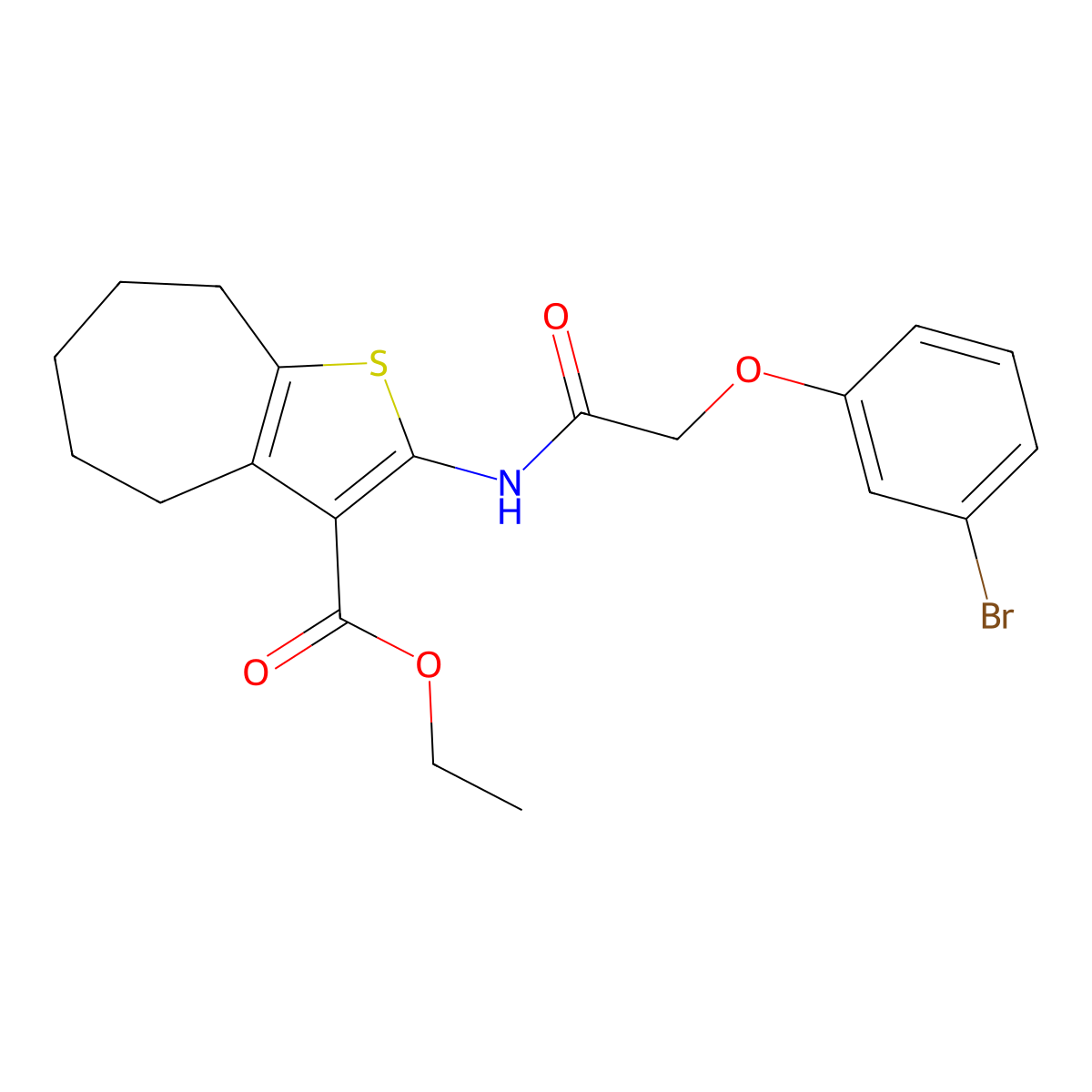 ethyl 2-{[(3-bromophenoxy)acetyl]amino}-5,6,7,8-tetrahydro-4H-cyclohepta[b]thiophene-3-carboxylate molecular structure, CAS 309921-73-1