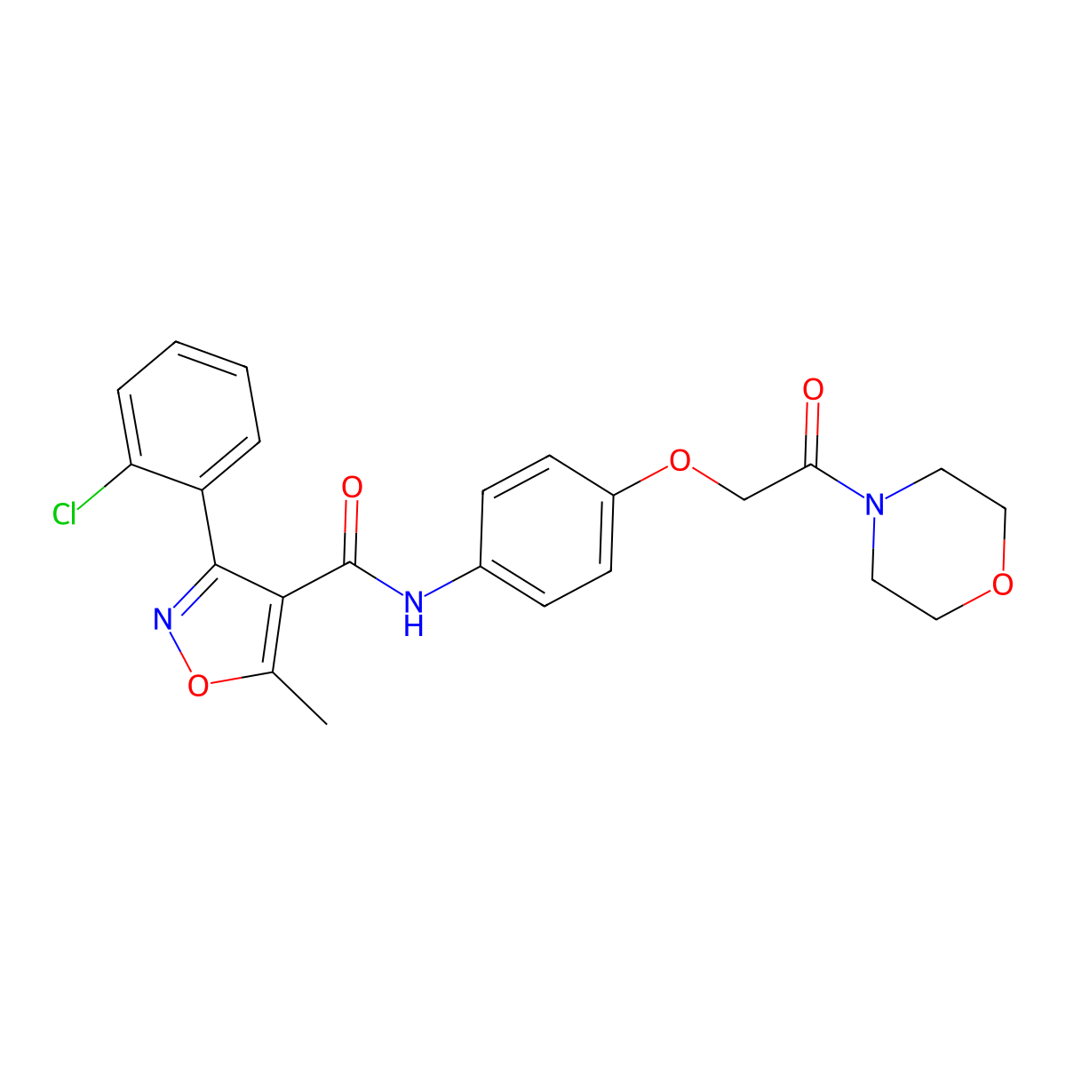 3-(2-chlorophenyl)-5-methyl-N-[4-[2-(4-morpholinyl)-2-oxoethoxy]phenyl]-4-isoxazolecarboxamide molecular structure, CAS 309922-19-8