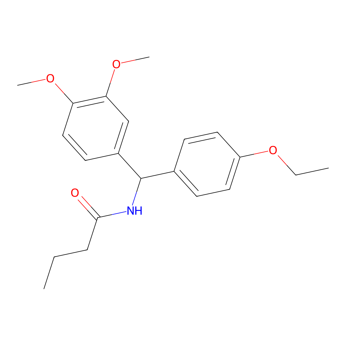 N-[(3,4-dimethoxyphenyl)(4-ethoxyphenyl)methyl]butanamide molecular structure, CAS 309922-44-9